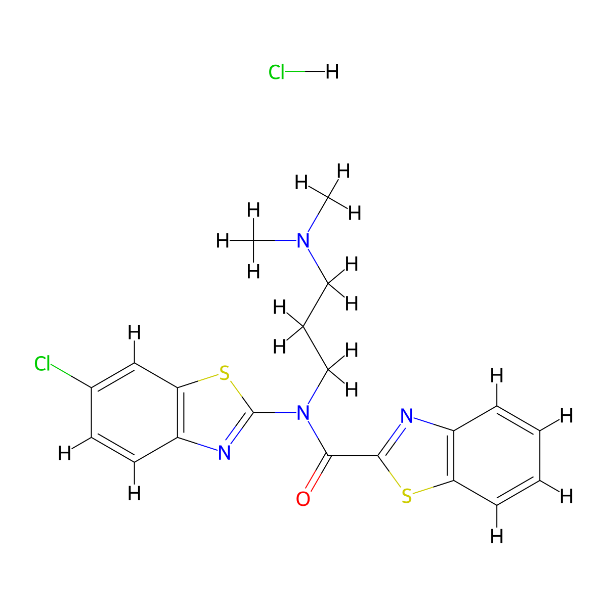 N-(6-chlorobenzo[d]thiazol-2-yl)-N-(3-(dimethylamino)propyl)benzo[d]thiazole-2-carboxamide hydrochloride molecular structure, CAS 1330291-63-8
