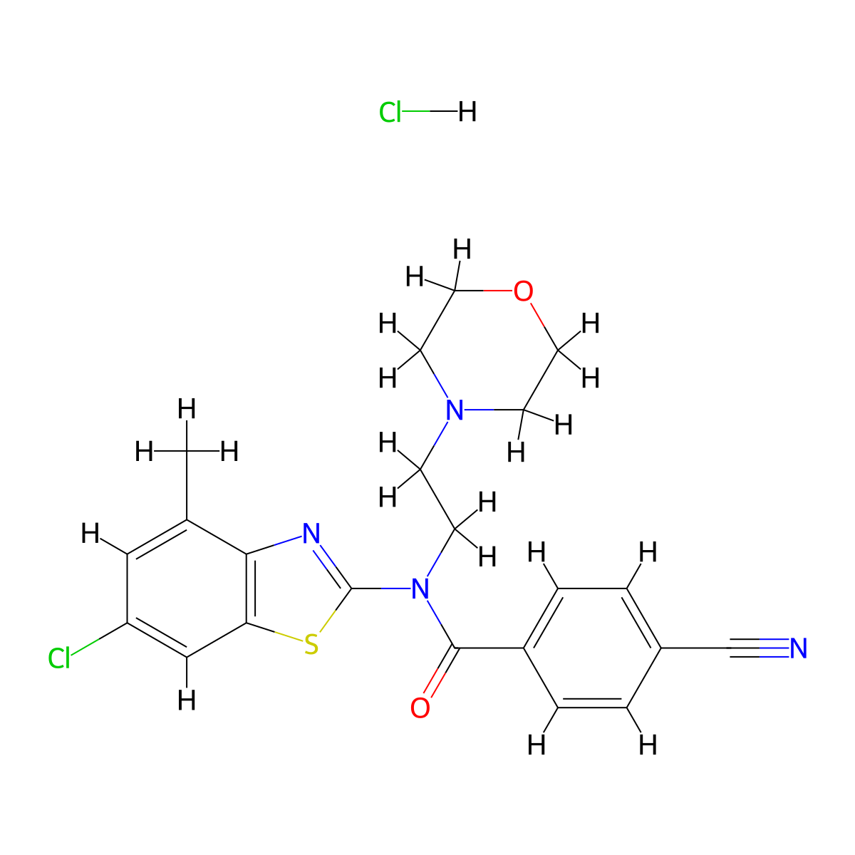 N-(6-chloro-4-methylbenzo[d]thiazol-2-yl)-4-cyano-N-(2-morpholinoethyl)benzamide hydrochloride molecular structure, CAS 1330292-08-4
