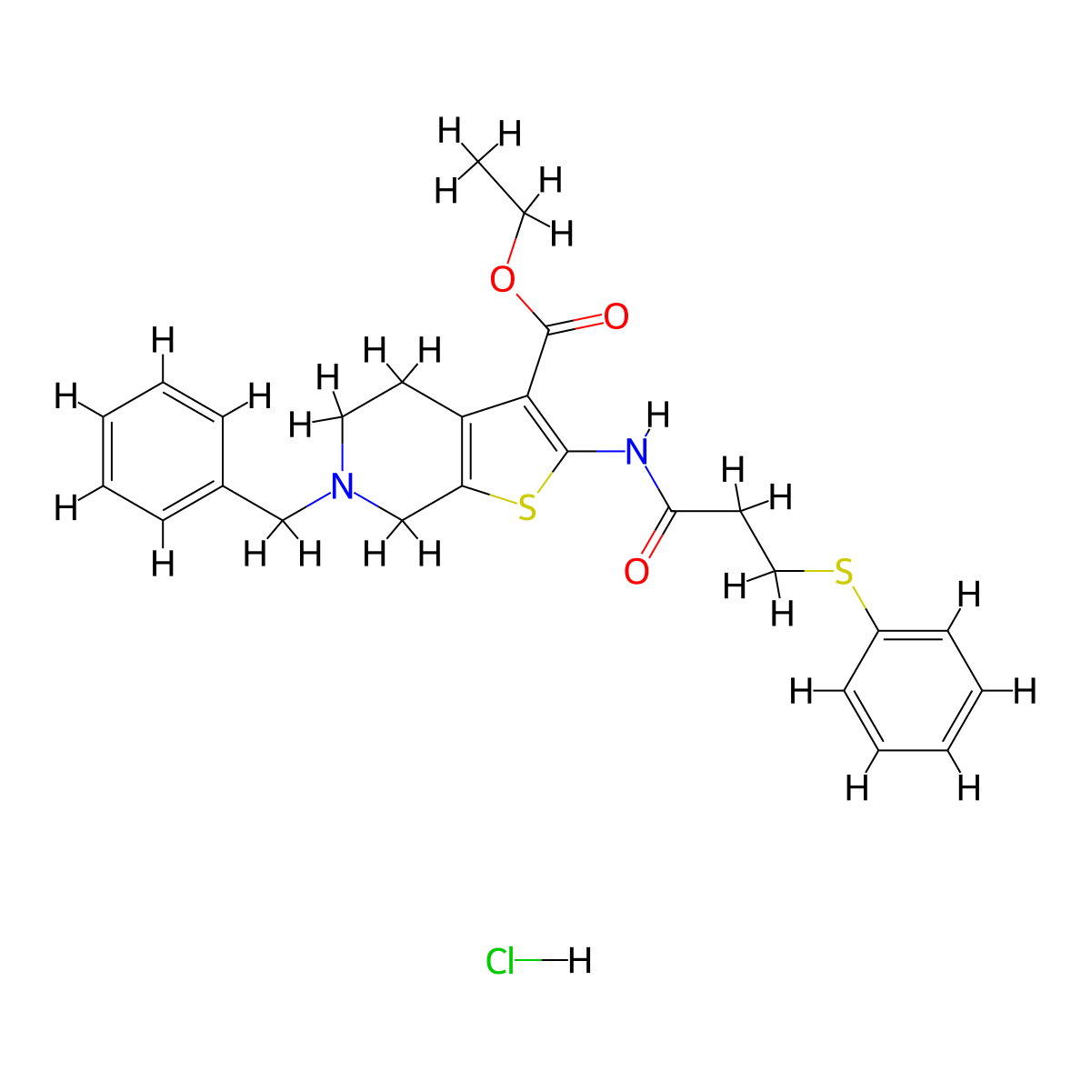 Ethyl 6-benzyl-2-(3-(phenylthio)propanamido)-4,5,6,7-tetrahydrothieno[2,3-c]pyridine-3-carboxylate hydrochloride molecular structure, CAS 1330295-21-0