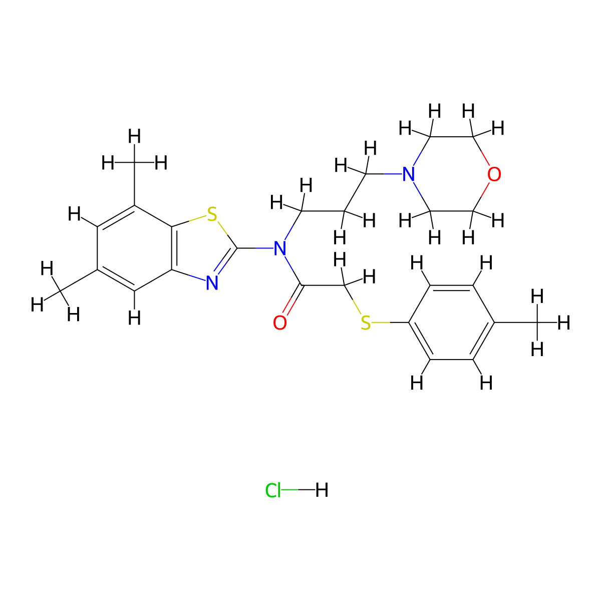 N-(5,7-dimethylbenzo[d]thiazol-2-yl)-N-(3-morpholinopropyl)-2-(p-tolylthio)acetamide hydrochloride molecular structure, CAS 1330297-84-1