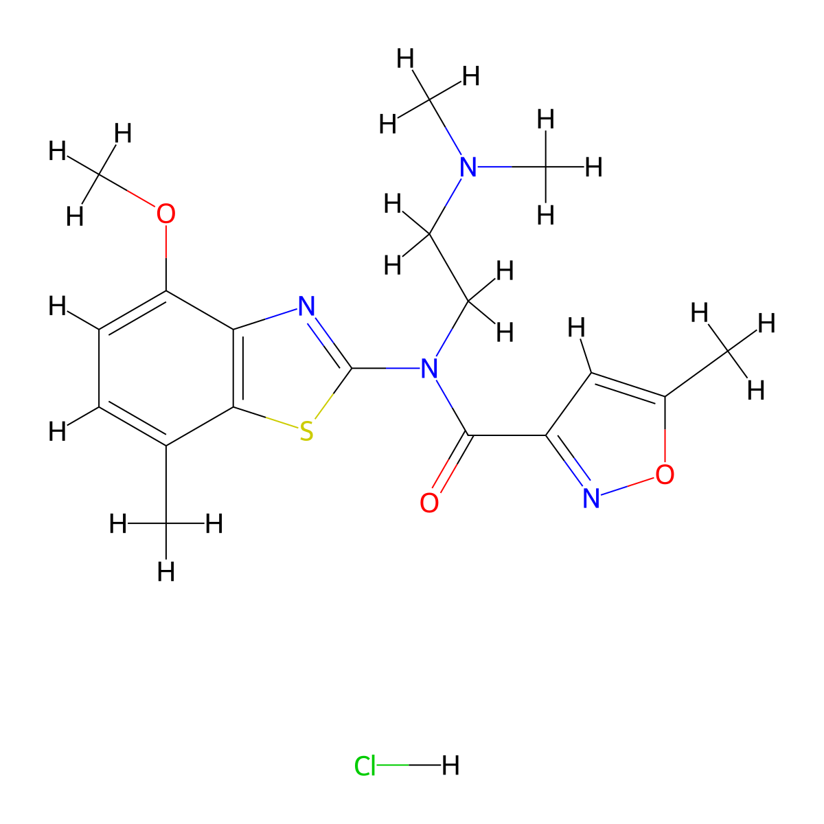 N-(2-(dimethylamino)ethyl)-N-(4-methoxy-7-methylbenzo[d]thiazol-2-yl)-5-methylisoxazole-3-carboxamide hydrochloride molecular structure, CAS 1330299-74-5