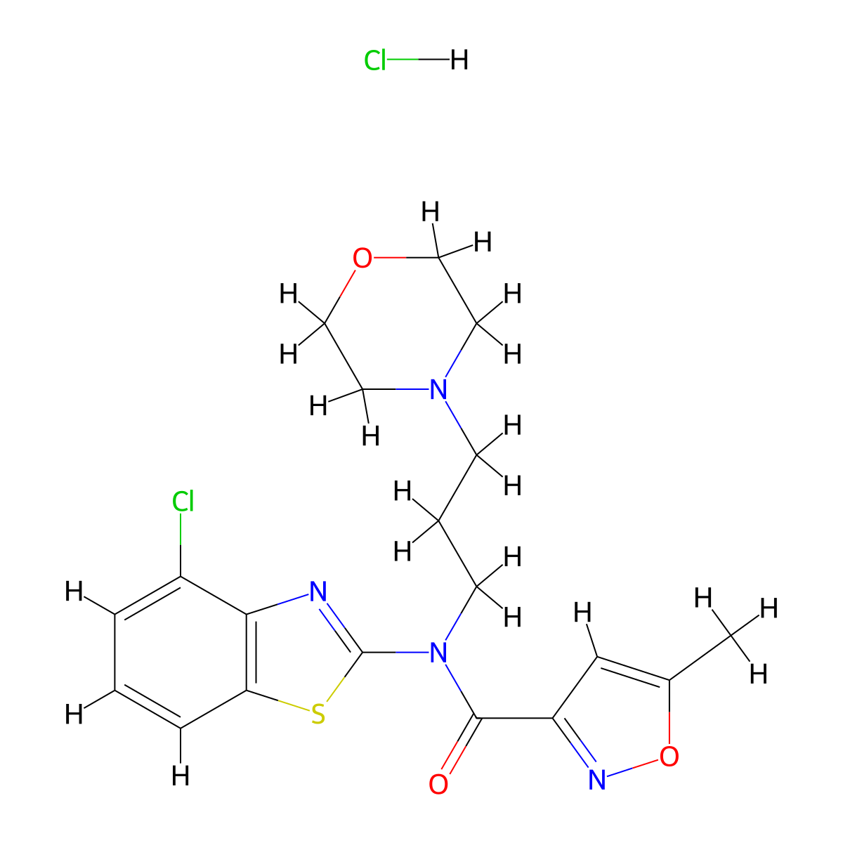 N-(4-chlorobenzo[d]thiazol-2-yl)-5-methyl-N-(3-morpholinopropyl)isoxazole-3-carboxamide hydrochloride molecular structure, CAS 1330299-78-9