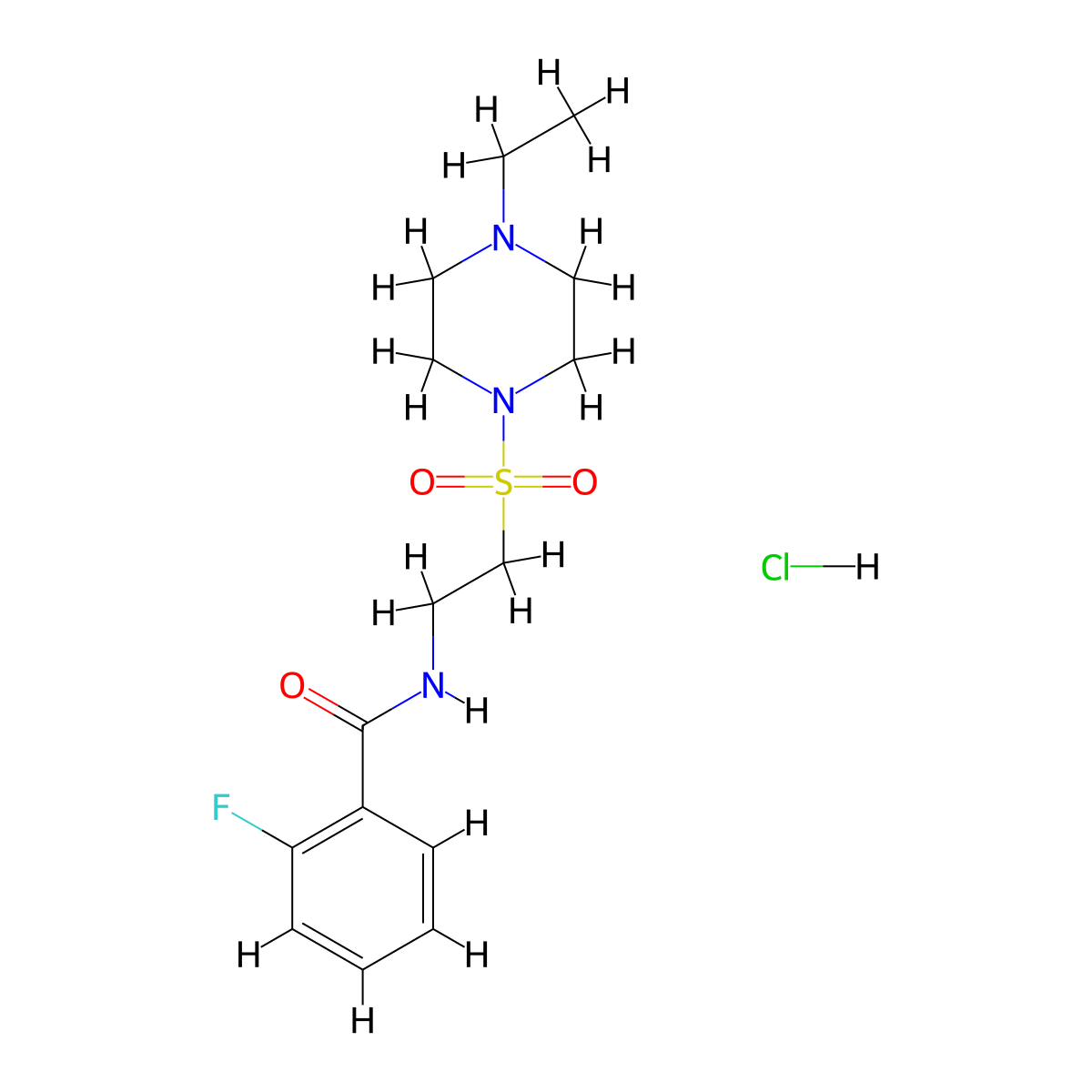 N-{2-[(4-ethylpiperazin-1-yl)sulfonyl]ethyl}-2-fluorobenzamide hydrochloride molecular structure, CAS 1330299-88-1