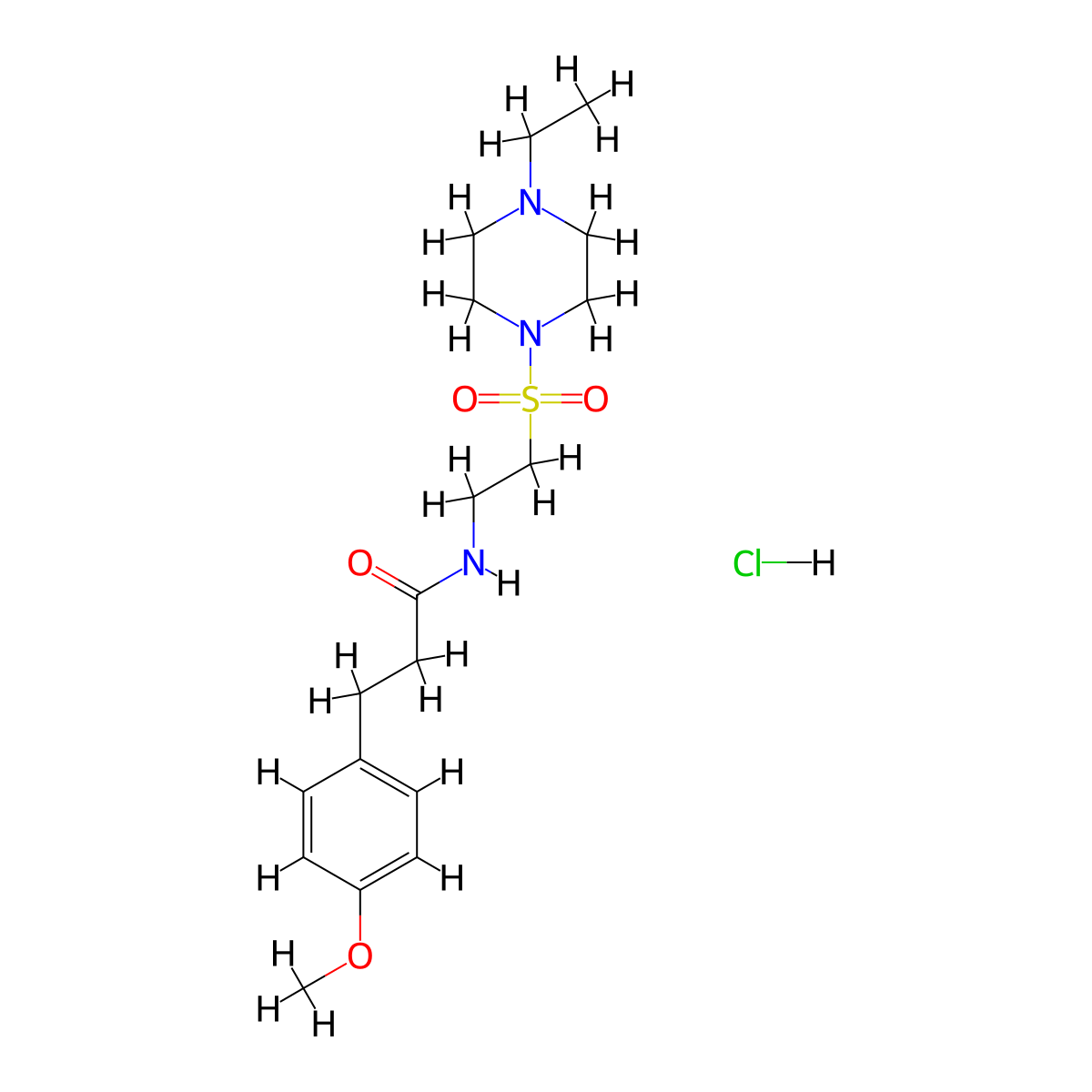 N-(2-((4-ethylpiperazin-1-yl)sulfonyl)ethyl)-3-(4-methoxyphenyl)propanamide hydrochloride molecular structure, CAS 1330300-43-0