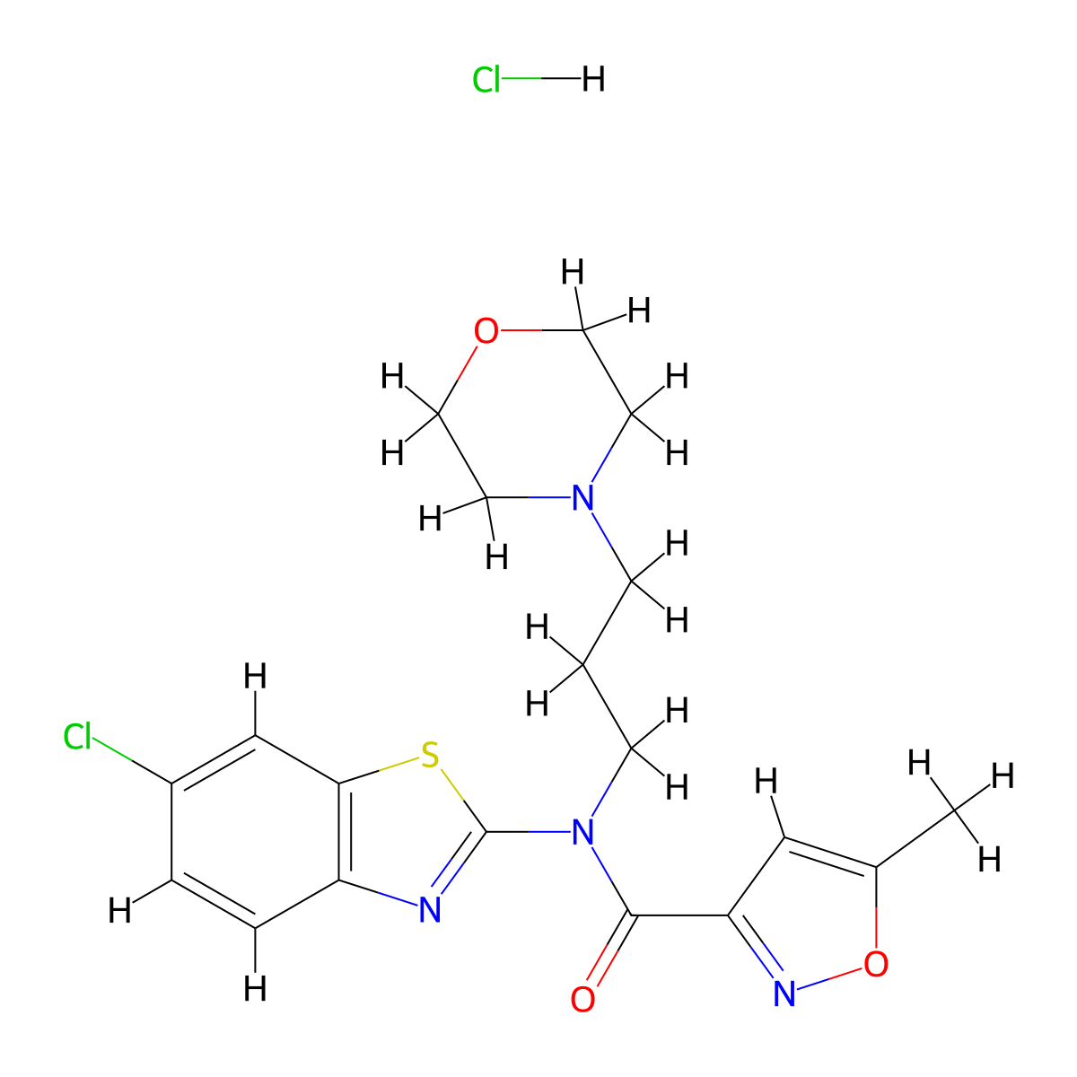 N-(6-chlorobenzo[d]thiazol-2-yl)-5-methyl-N-(3-morpholinopropyl)isoxazole-3-carboxamide hydrochloride molecular structure, CAS 1330301-60-4