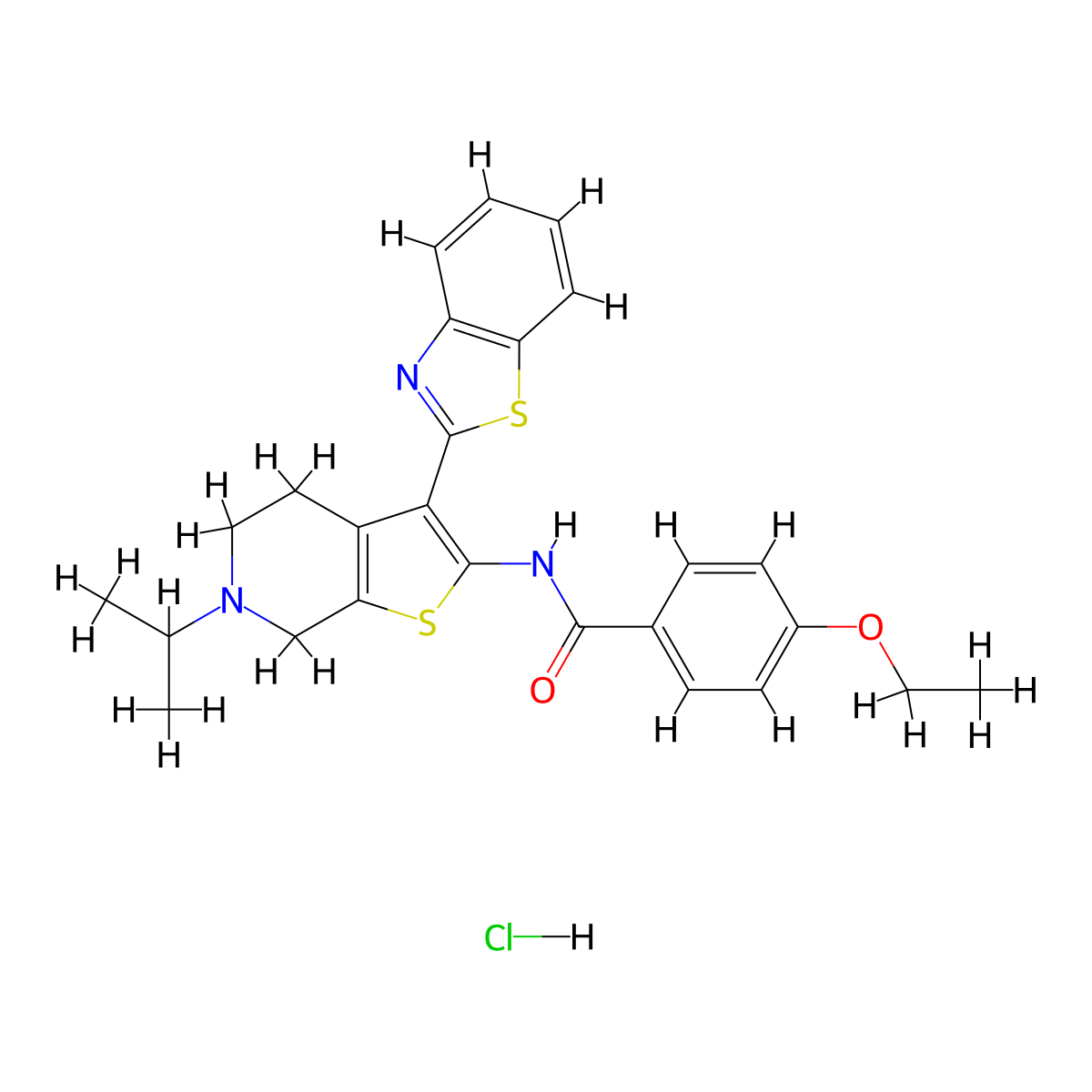 N-(3-(benzo[d]thiazol-2-yl)-6-isopropyl-4,5,6,7-tetrahydrothieno[2,3-c]pyridin-2-yl)-4-ethoxybenzamide hydrochloride molecular structure, CAS 1330303-82-6