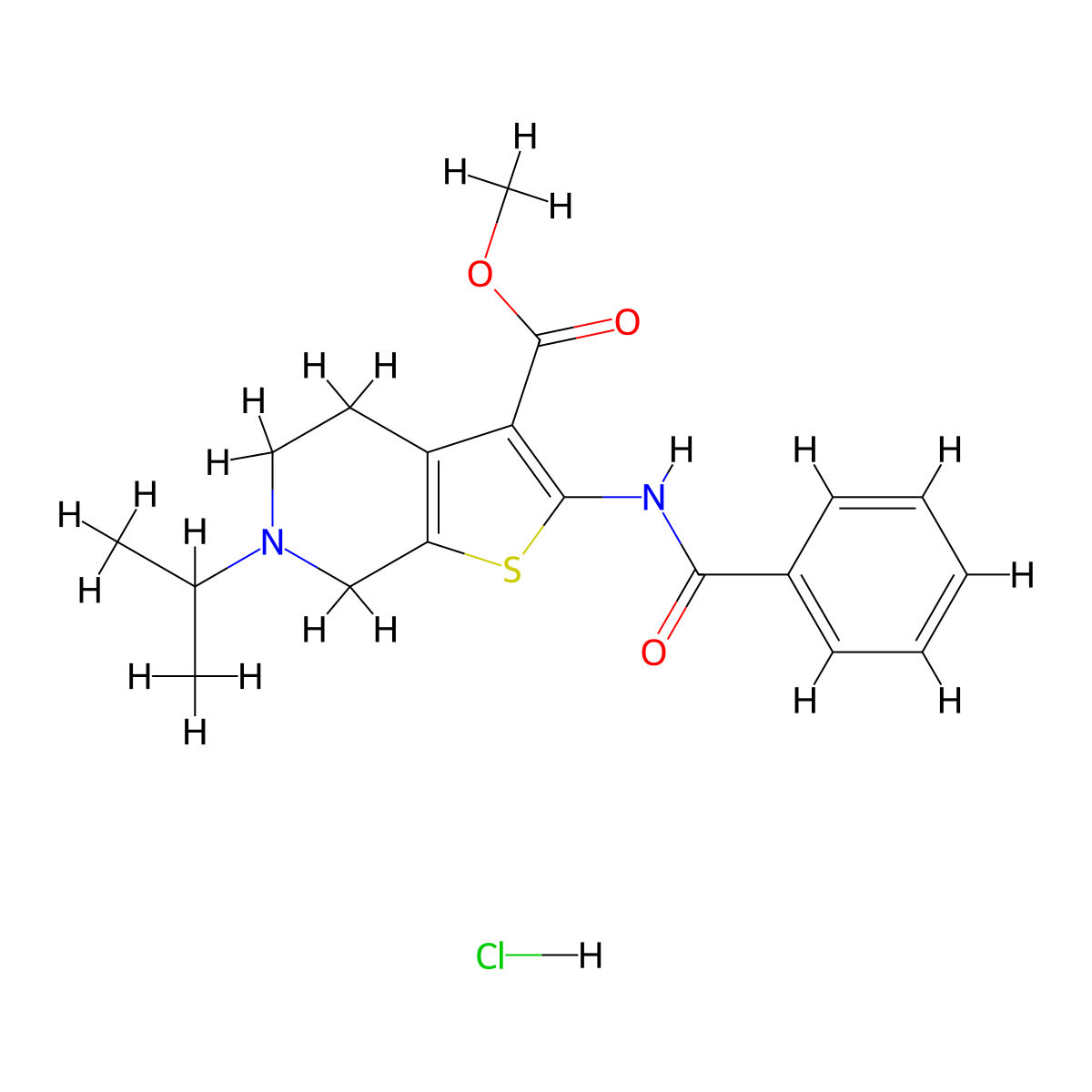 Methyl 2-benzamido-6-isopropyl-4,5,6,7-tetrahydrothieno[2,3-c]pyridine-3-carboxylate hydrochloride molecular structure, CAS 1330308-04-7