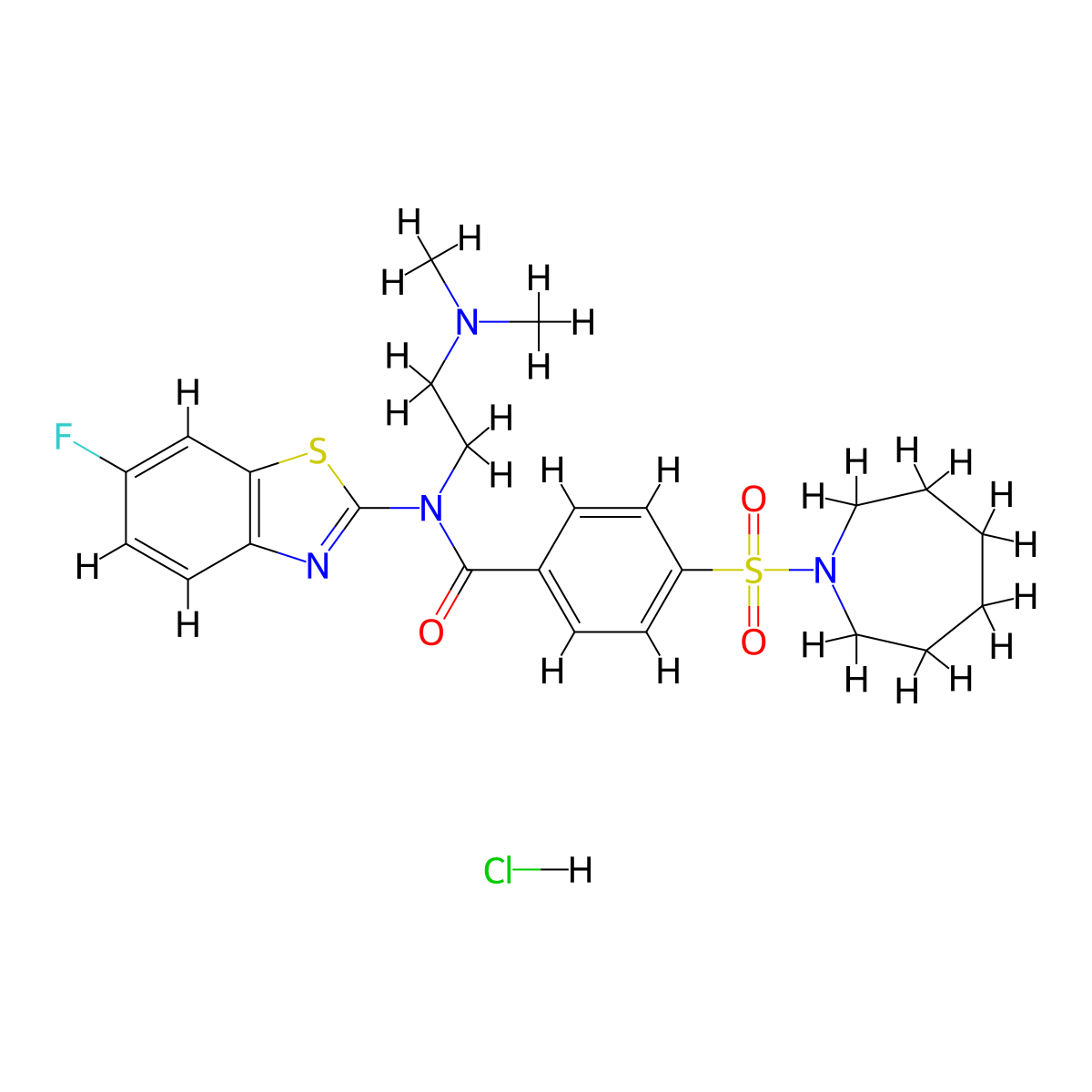 4-(azepan-1-ylsulfonyl)-N-(2-(dimethylamino)ethyl)-N-(6-fluorobenzo[d]thiazol-2-yl)benzamide hydrochloride molecular structure, CAS 1330311-21-1