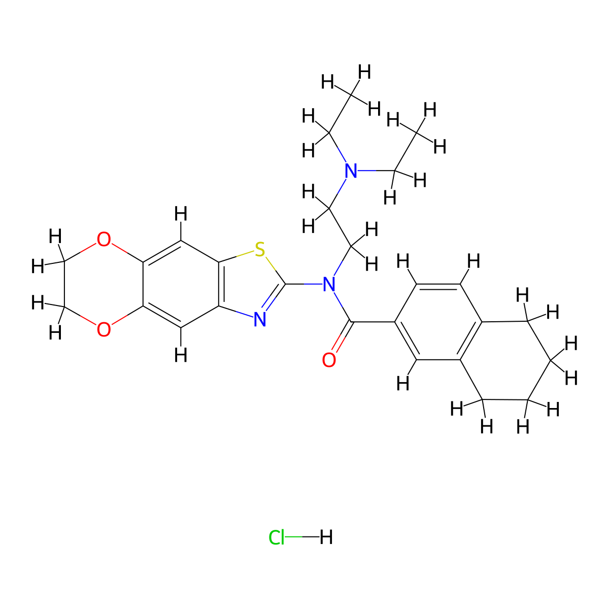 N-(2-(diethylamino)ethyl)-N-(6,7-dihydro-[1,4]dioxino[2',3':4,5]benzo[1,2-d]thiazol-2-yl)-5,6,7,8-tetrahydronaphthalene-2-carboxamide hydrochloride molecular structure, CAS 1330313-02-4