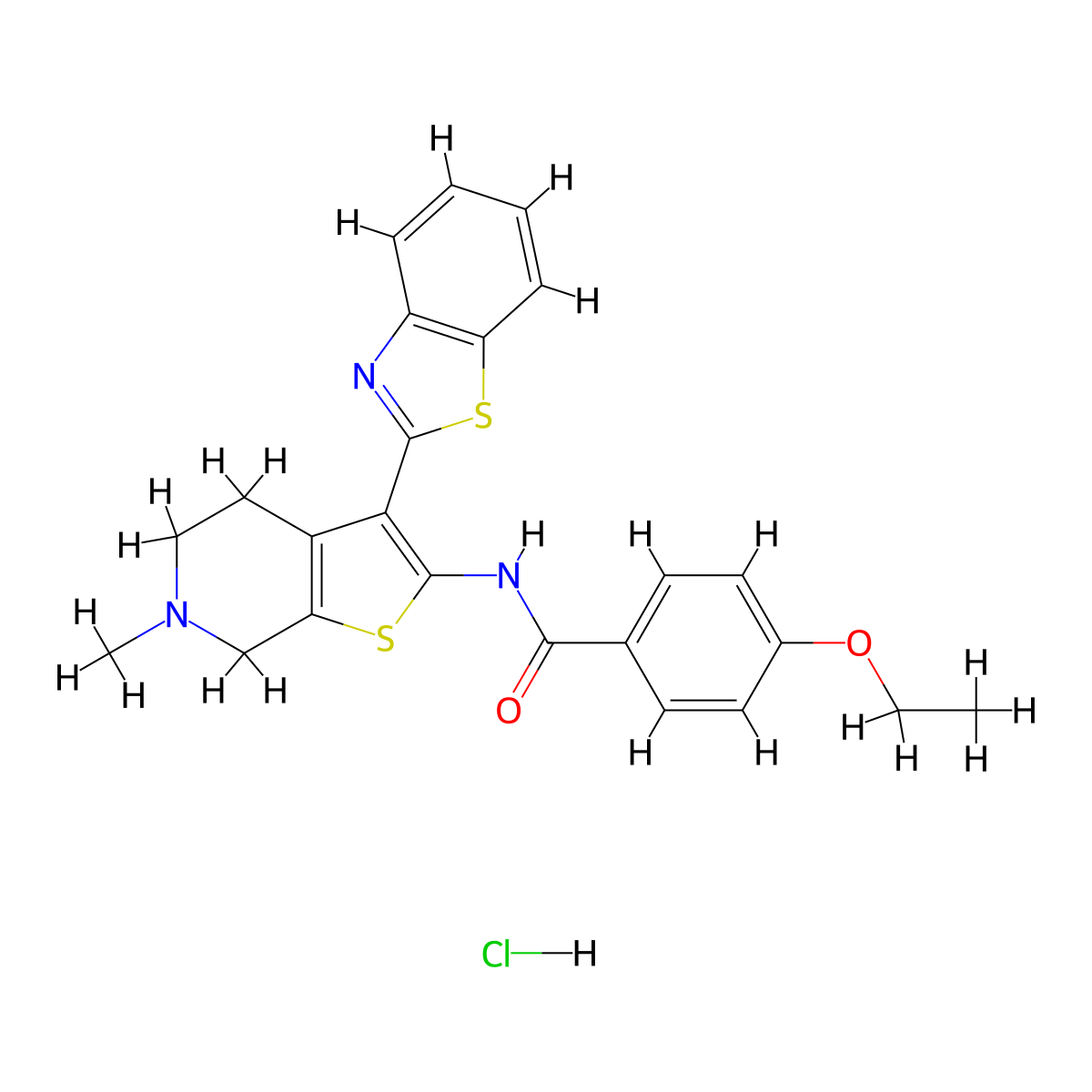 N-(3-(benzo[d]thiazol-2-yl)-6-methyl-4,5,6,7-tetrahydrothieno[2,3-c]pyridin-2-yl)-4-ethoxybenzamide hydrochloride molecular structure, CAS 1330313-15-9