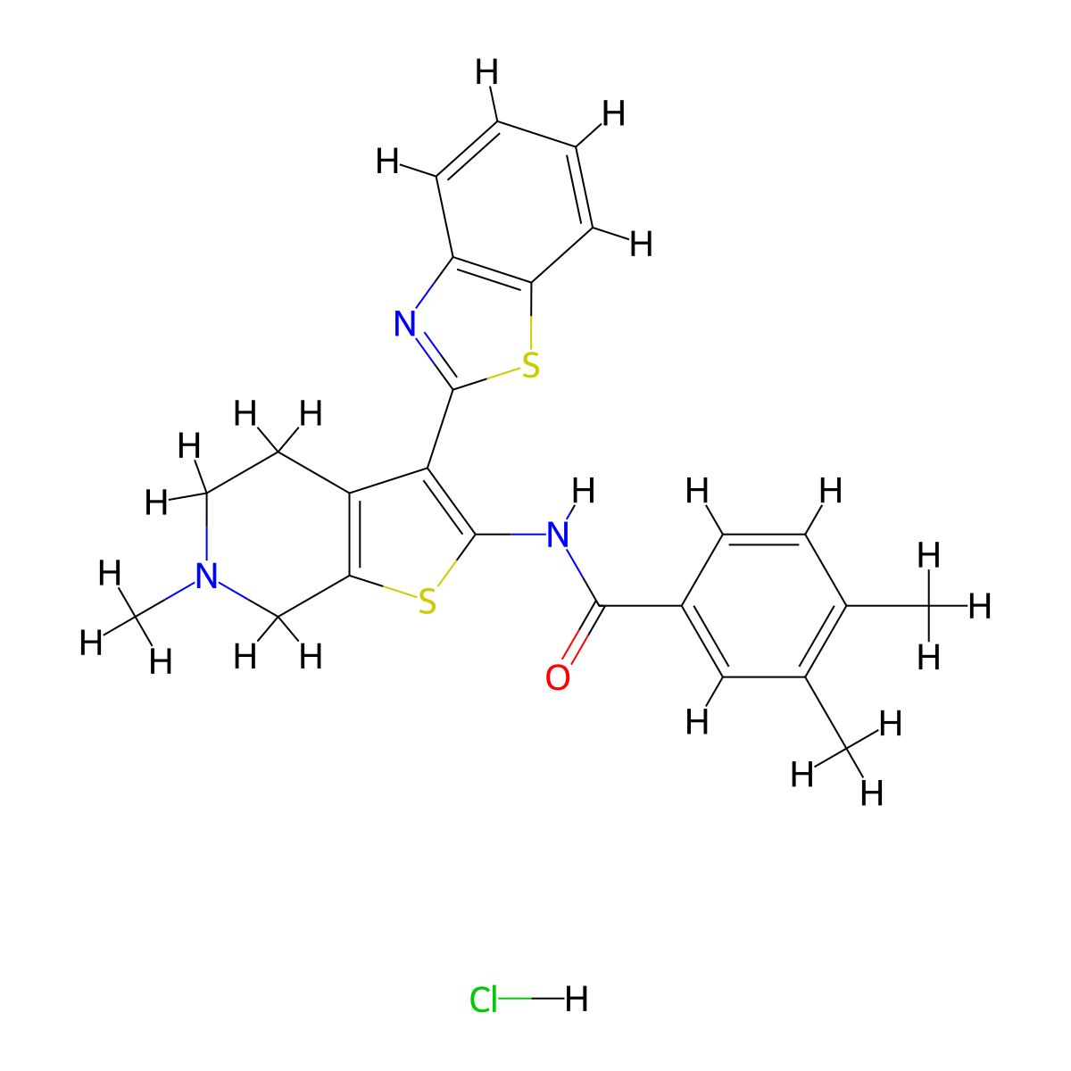 N-(3-(benzo[d]thiazol-2-yl)-6-methyl-4,5,6,7-tetrahydrothieno[2,3-c]pyridin-2-yl)-3,4-dimethylbenzamide hydrochloride molecular structure, CAS 1330313-16-0