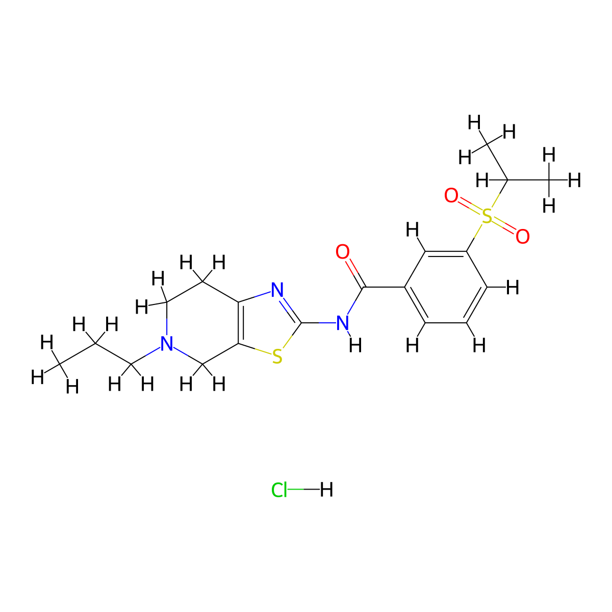 3-(isopropylsulfonyl)-N-(5-propyl-4,5,6,7-tetrahydrothiazolo[5,4-c]pyridin-2-yl)benzamide hydrochloride molecular structure, CAS 1330314-83-4