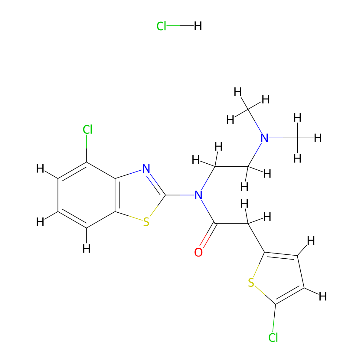 N-(4-chlorobenzo[d]thiazol-2-yl)-2-(5-chlorothiophen-2-yl)-N-(2-(dimethylamino)ethyl)acetamide hydrochloride molecular structure, CAS 1330315-86-0