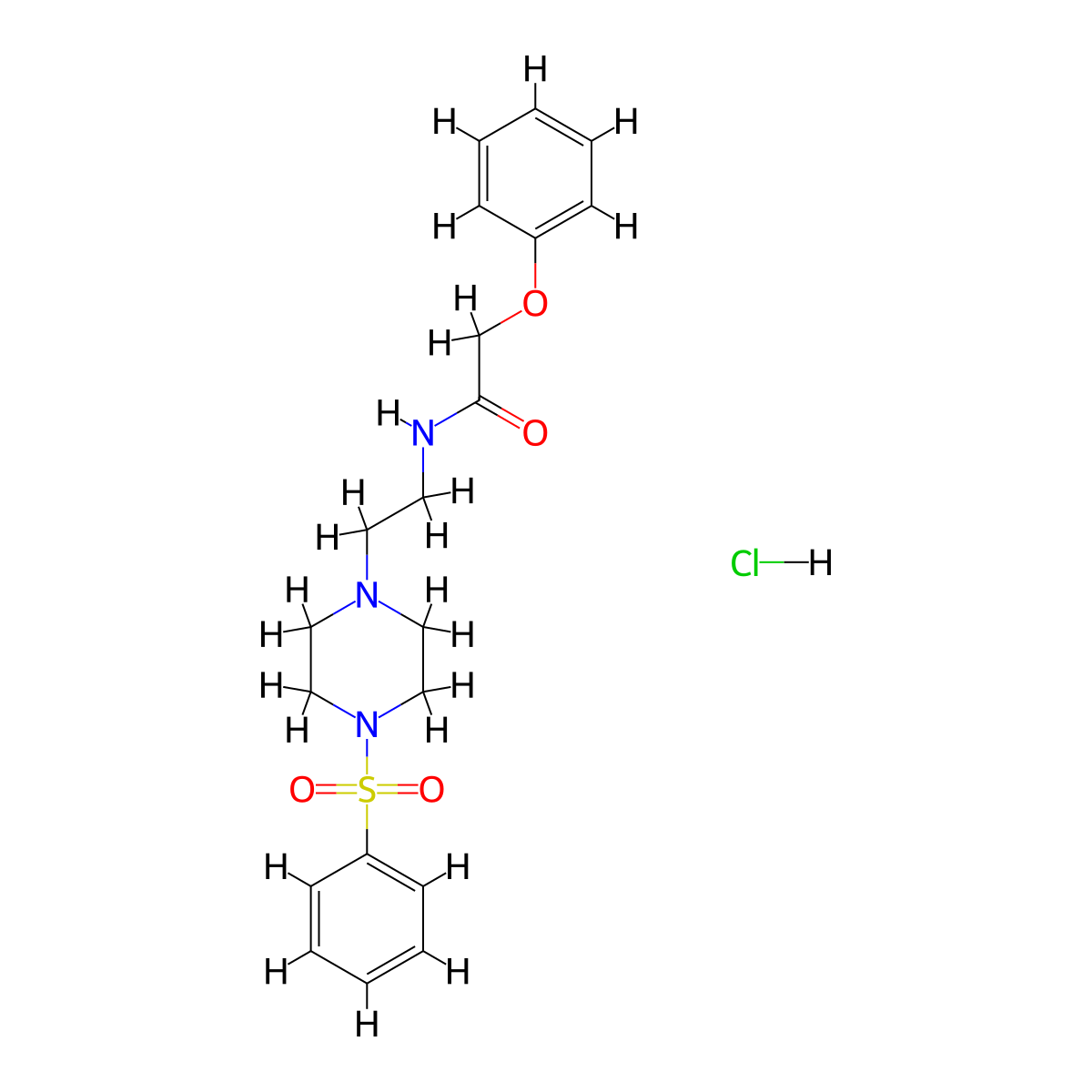 2-phenoxy-N-(2-(4-(phenylsulfonyl)piperazin-1-yl)ethyl)acetamide hydrochloride molecular structure, CAS 1330335-52-8