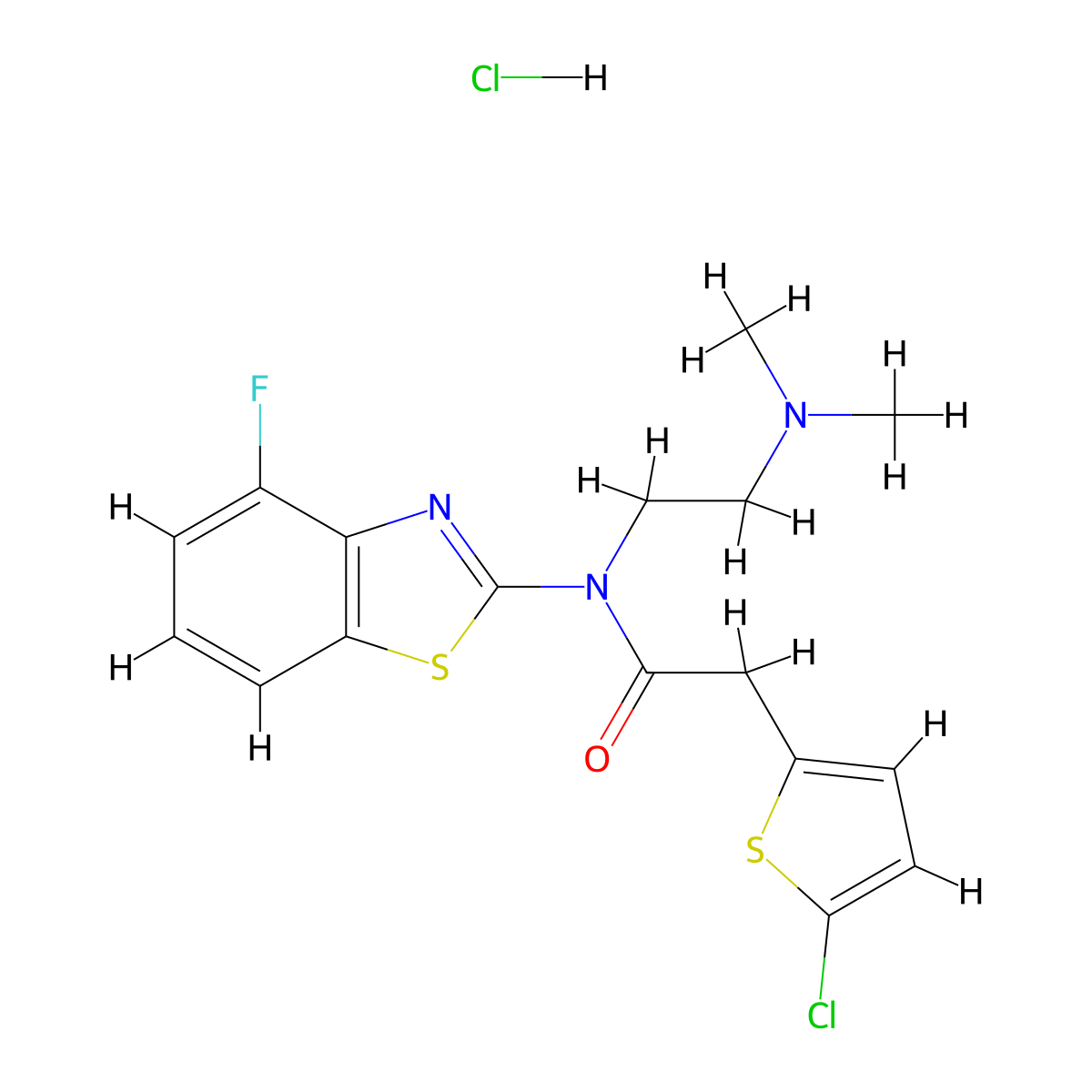 2-(5-chlorothiophen-2-yl)-N-(2-(dimethylamino)ethyl)-N-(4-fluorobenzo[d]thiazol-2-yl)acetamide hydrochloride molecular structure, CAS 1330335-67-5