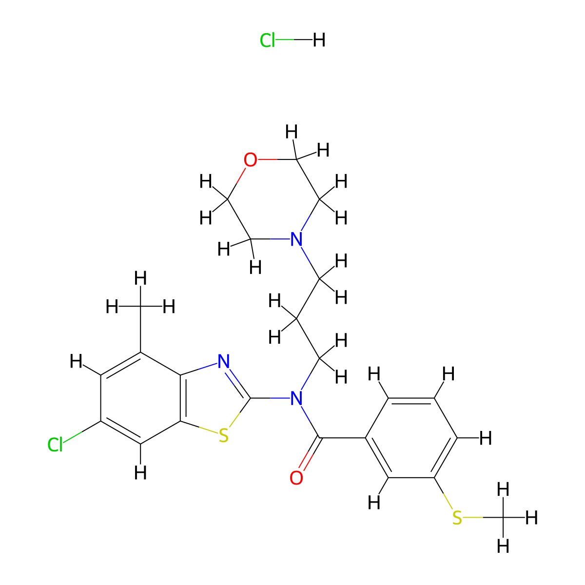 N-(6-chloro-4-methylbenzo[d]thiazol-2-yl)-3-(methylthio)-N-(3-morpholinopropyl)benzamide hydrochloride molecular structure, CAS 1330337-16-0