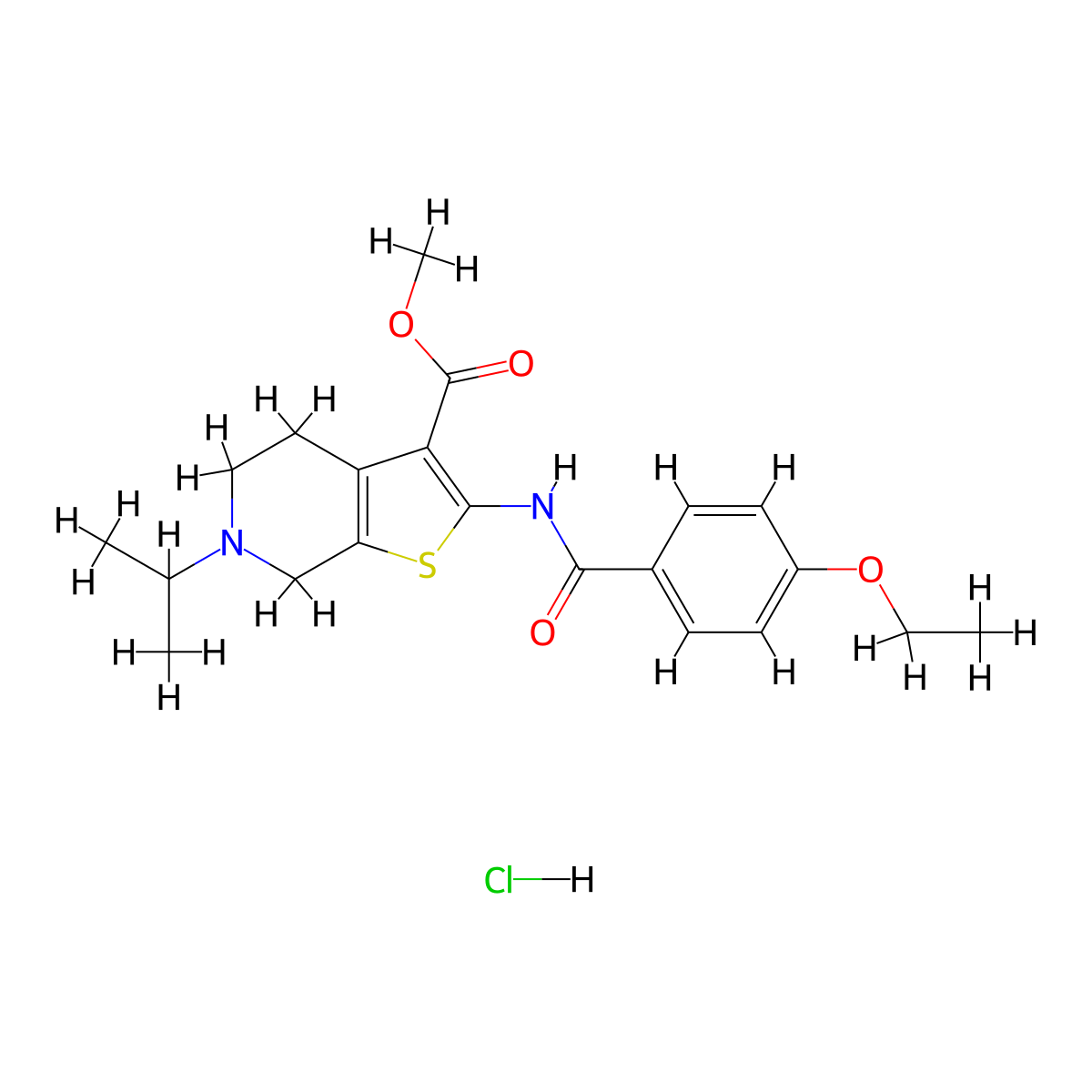 Methyl 2-(4-ethoxybenzamido)-6-isopropyl-4,5,6,7-tetrahydrothieno[2,3-c]pyridine-3-carboxylate hydrochloride molecular structure, CAS 1330339-71-3