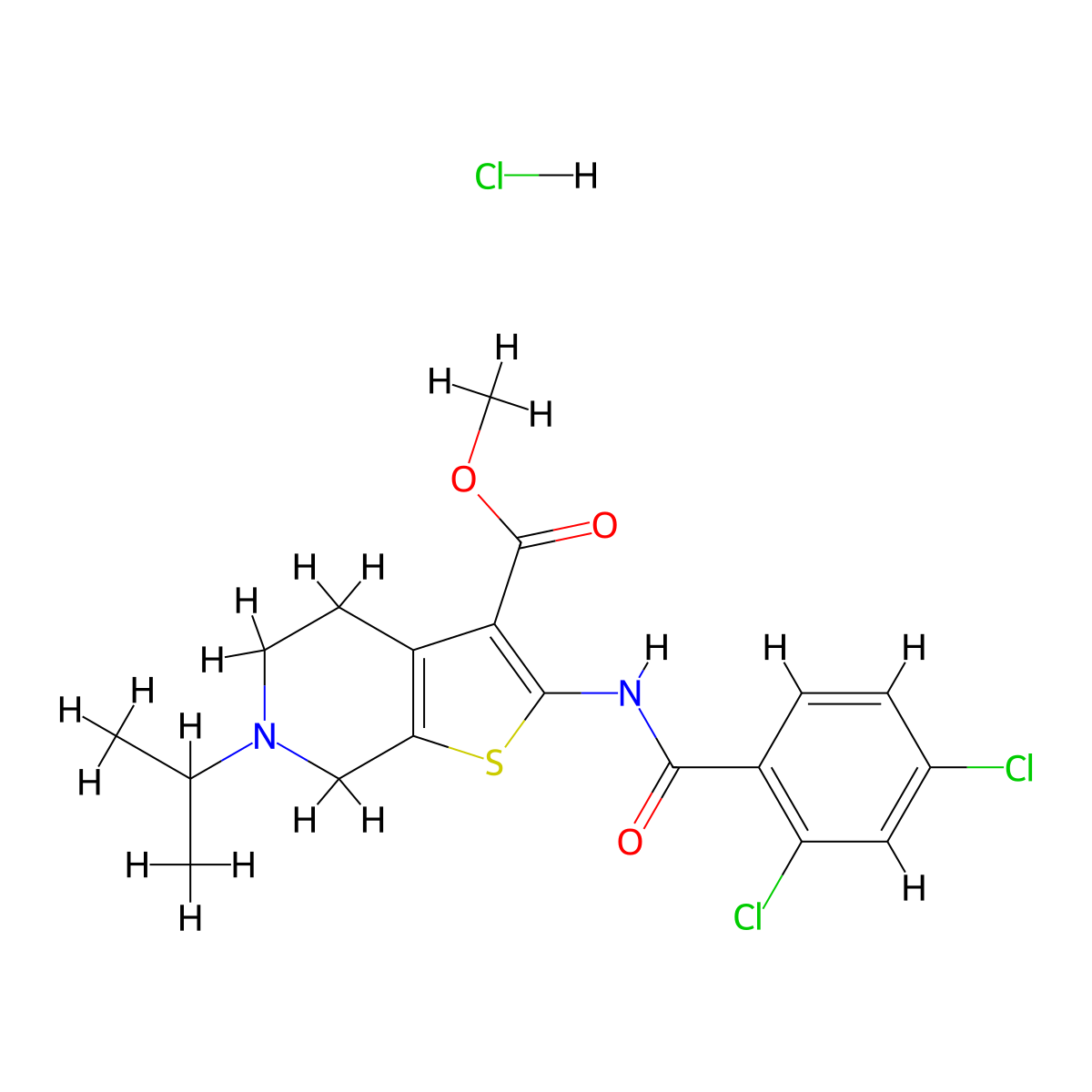 Methyl 2-(2,4-dichlorobenzamido)-6-isopropyl-4,5,6,7-tetrahydrothieno[2,3-c]pyridine-3-carboxylate hydrochloride molecular structure, CAS 1330357-67-9