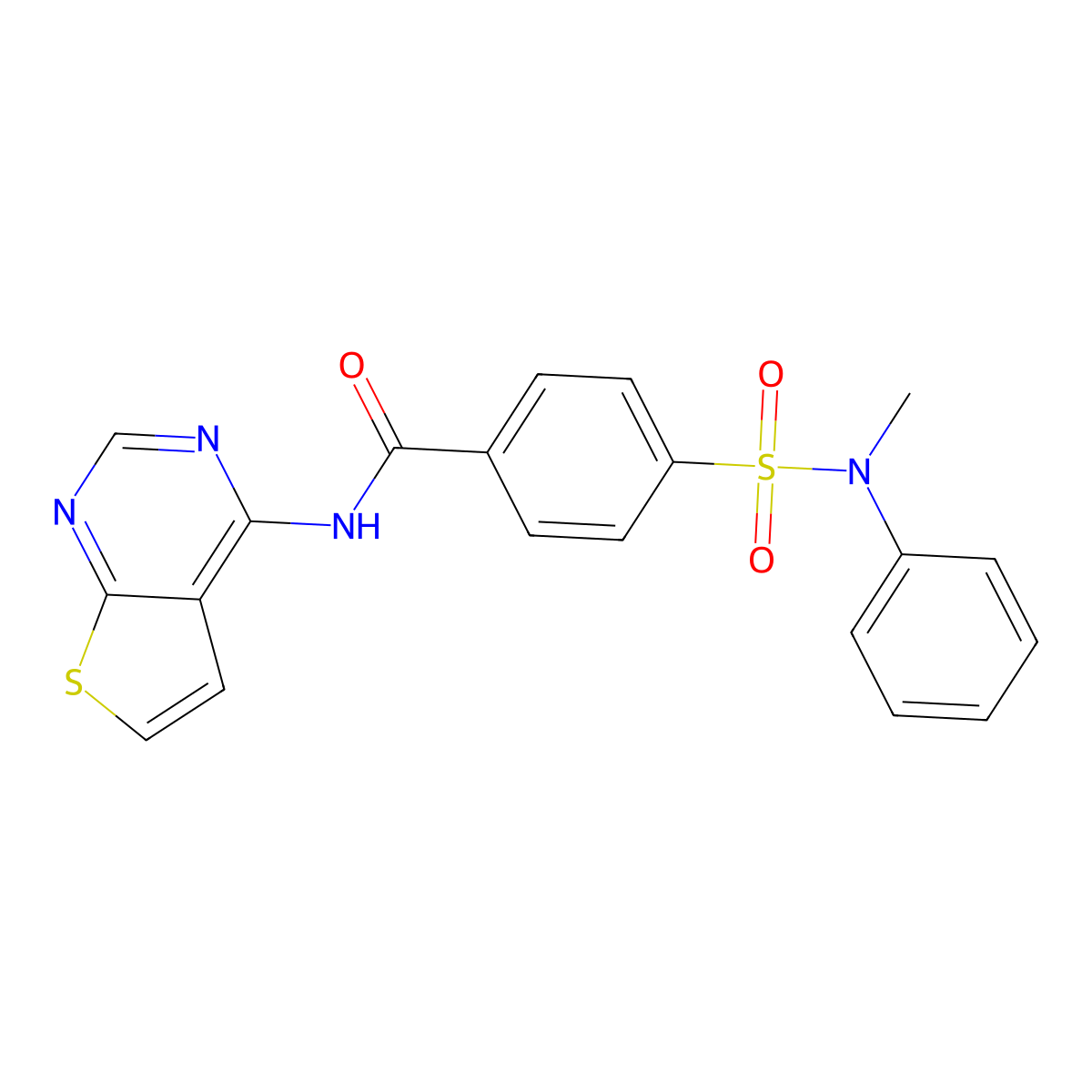 4-(N-methyl-N-phenylsulfamoyl)-N-(thieno[2,3-d]pyrimidin-4-yl)benzamide molecular structure, CAS 1330359-18-6
