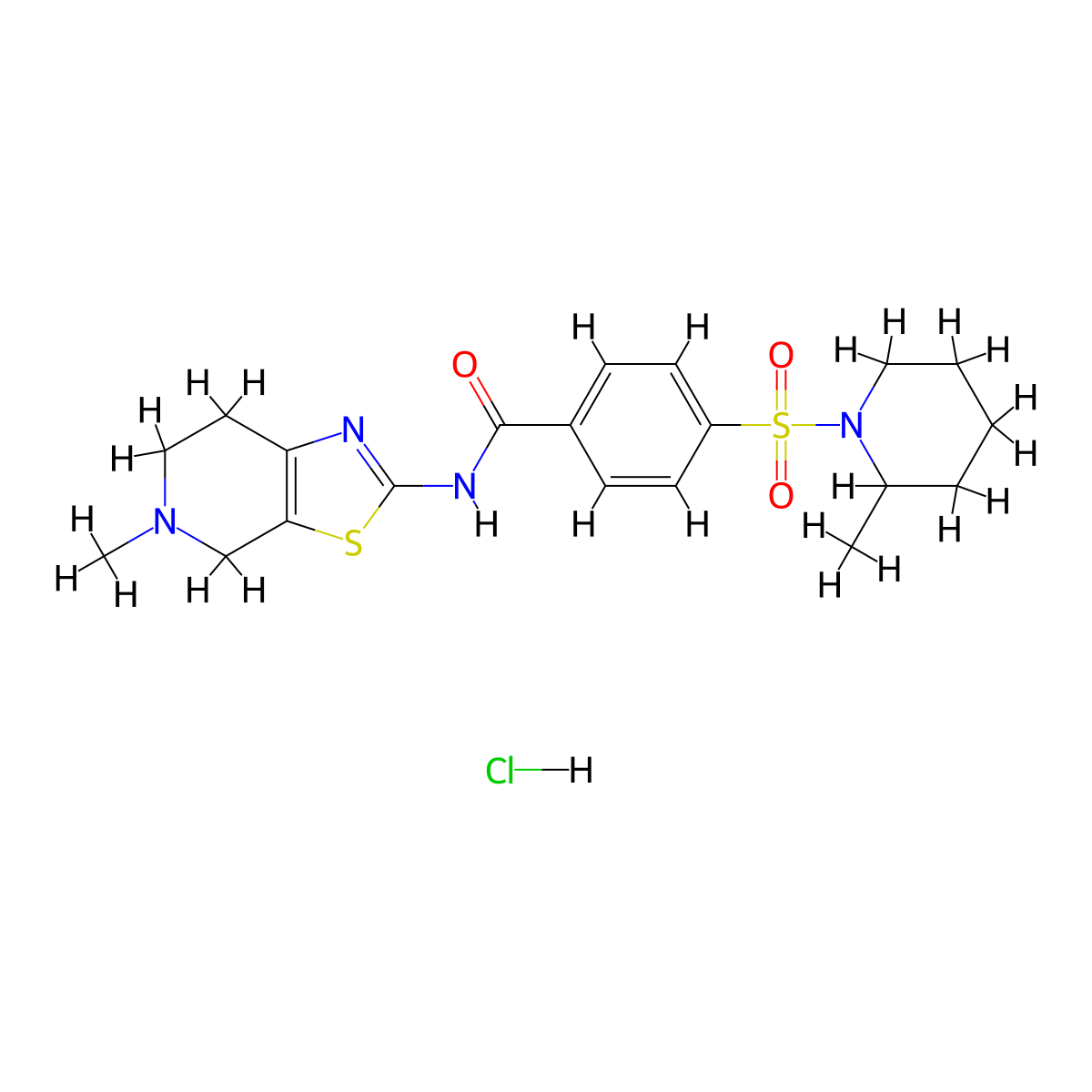 N-(5-methyl-4,5,6,7-tetrahydrothiazolo[5,4-c]pyridin-2-yl)-4-((2-methylpiperidin-1-yl)sulfonyl)benzamide hydrochloride molecular structure, CAS 1330371-08-8