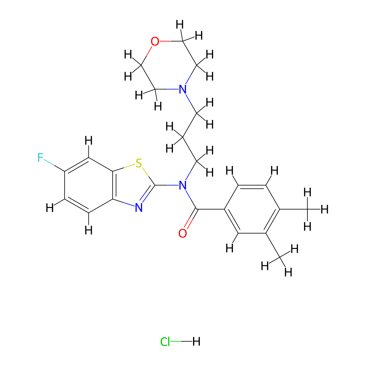 N-(6-fluorobenzo[d]thiazol-2-yl)-3,4-dimethyl-N-(3-morpholinopropyl)benzamide hydrochloride molecular structure, CAS 1330377-85-9