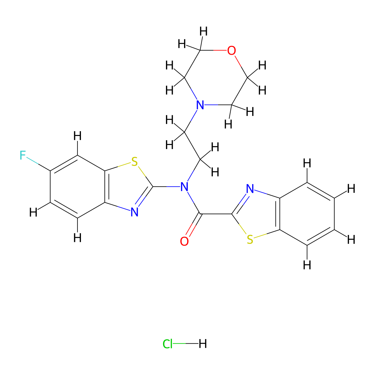 N-(6-fluorobenzo[d]thiazol-2-yl)-N-(2-morpholinoethyl)benzo[d]thiazole-2-carboxamide hydrochloride molecular structure, CAS 1330381-63-9