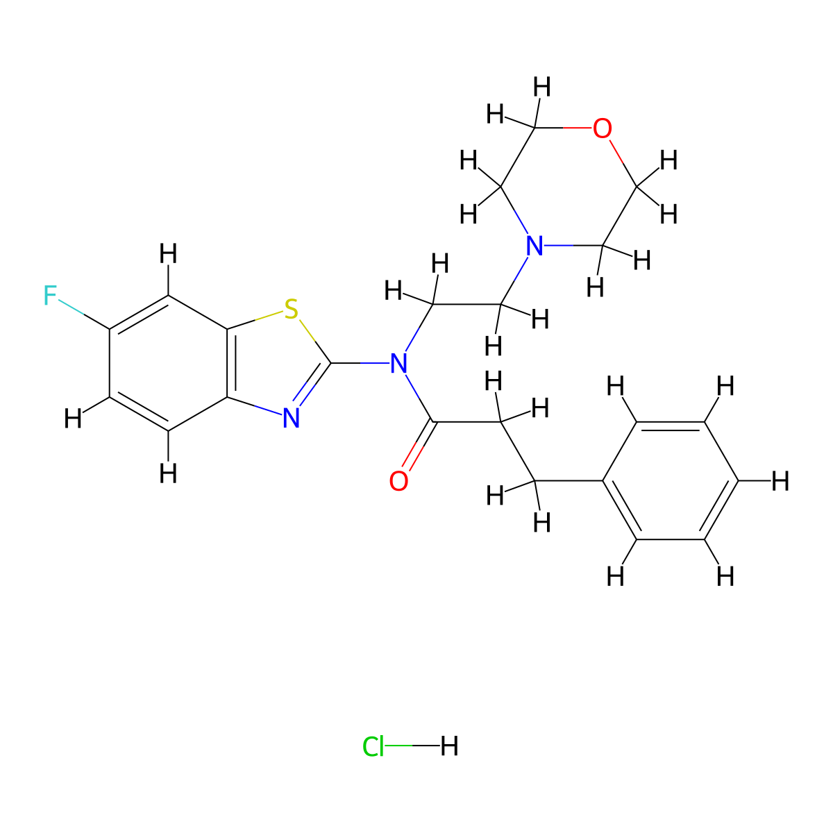 N-(6-fluorobenzo[d]thiazol-2-yl)-N-(2-morpholinoethyl)-3-phenylpropanamide hydrochloride molecular structure, CAS 1330381-70-8