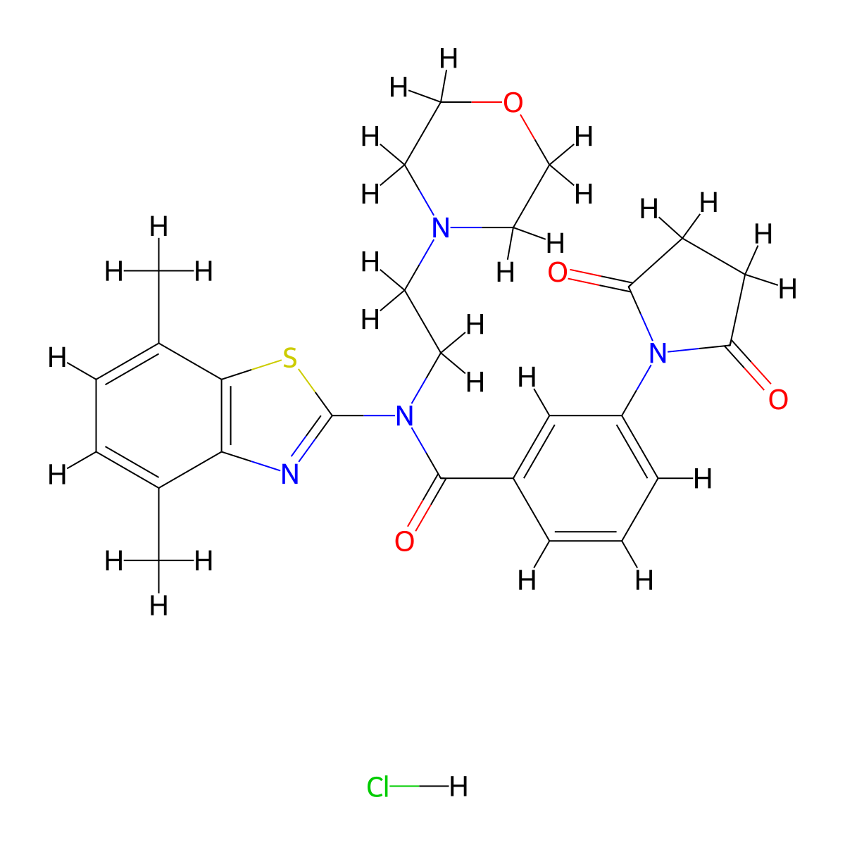 N-(4,7-dimethylbenzo[d]thiazol-2-yl)-3-(2,5-dioxopyrrolidin-1-yl)-N-(2-morpholinoethyl)benzamide hydrochloride molecular structure, CAS 1330397-25-5