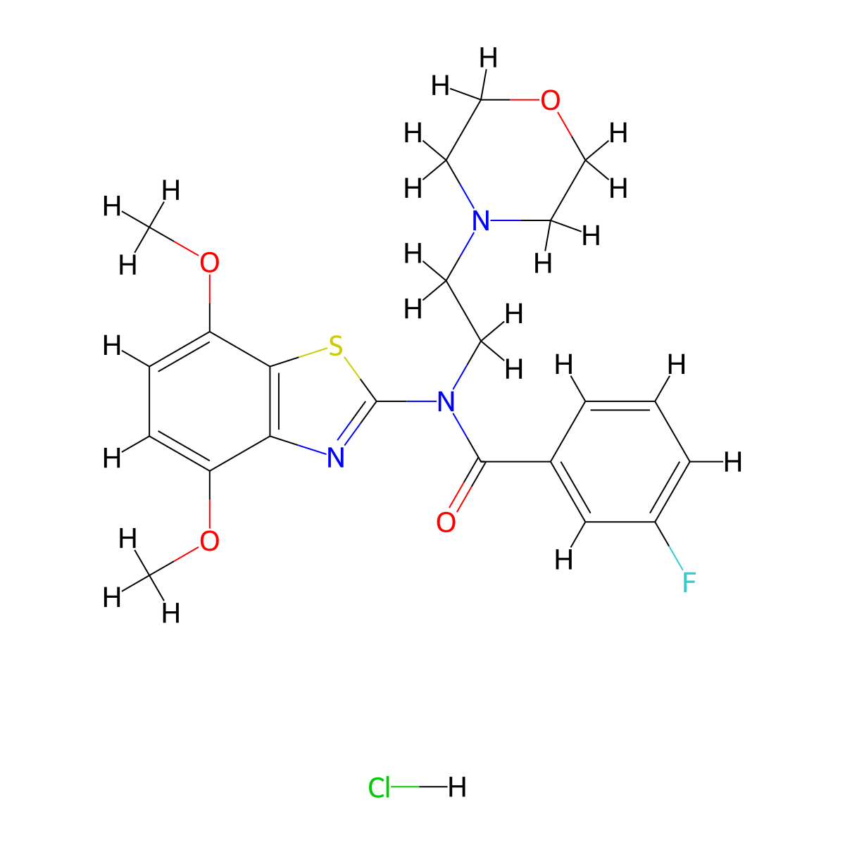 N-(4,7-dimethoxybenzo[d]thiazol-2-yl)-3-fluoro-N-(2-morpholinoethyl)benzamide hydrochloride molecular structure, CAS 1330397-30-2