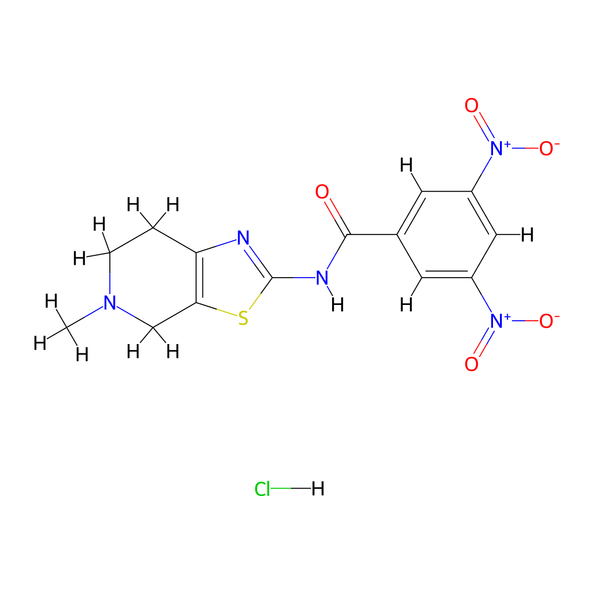 N-(5-methyl-4,5,6,7-tetrahydrothiazolo[5,4-c]pyridin-2-yl)-3,5-dinitrobenzamide hydrochloride molecular structure, CAS 1330397-90-4