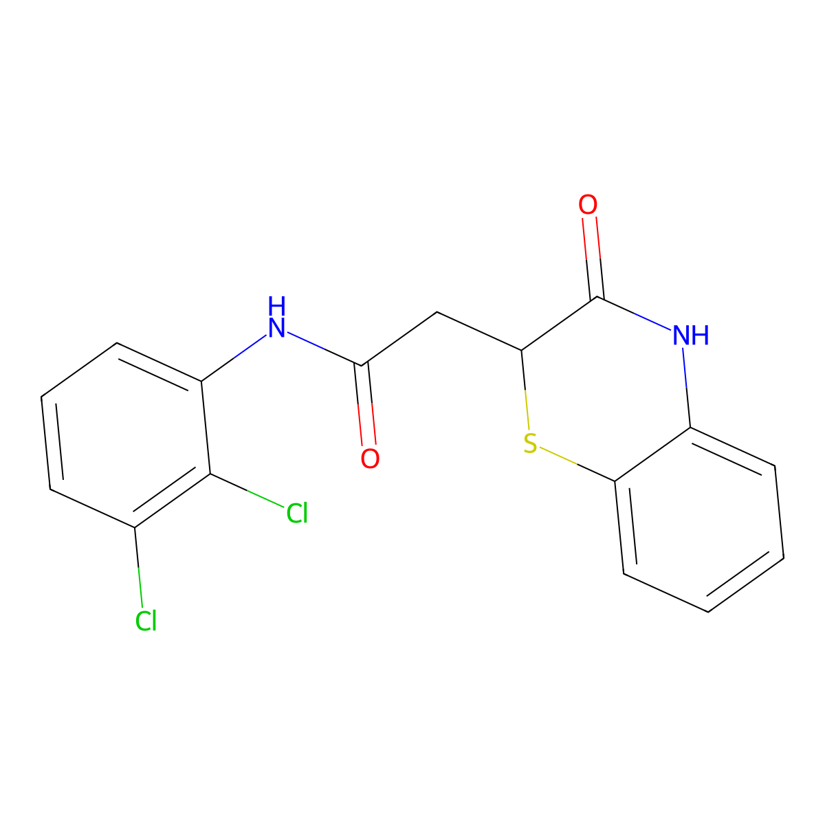 N-(2,3-dichlorophenyl)-2-(3-oxo-3,4-dihydro-2H-1,4-benzothiazin-2-yl)acetamide molecular structure, CAS 133043-84-2