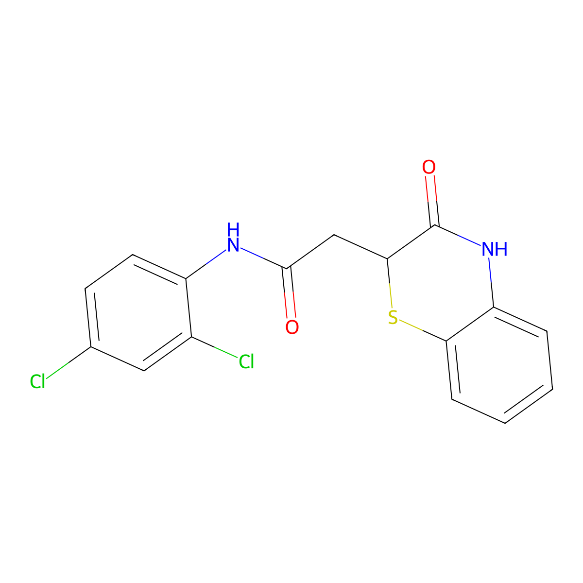 N-(2,4-dichlorophenyl)-2-(3-oxo-3,4-dihydro-2H-1,4-benzothiazin-2-yl)acetamide molecular structure, CAS 133043-85-3