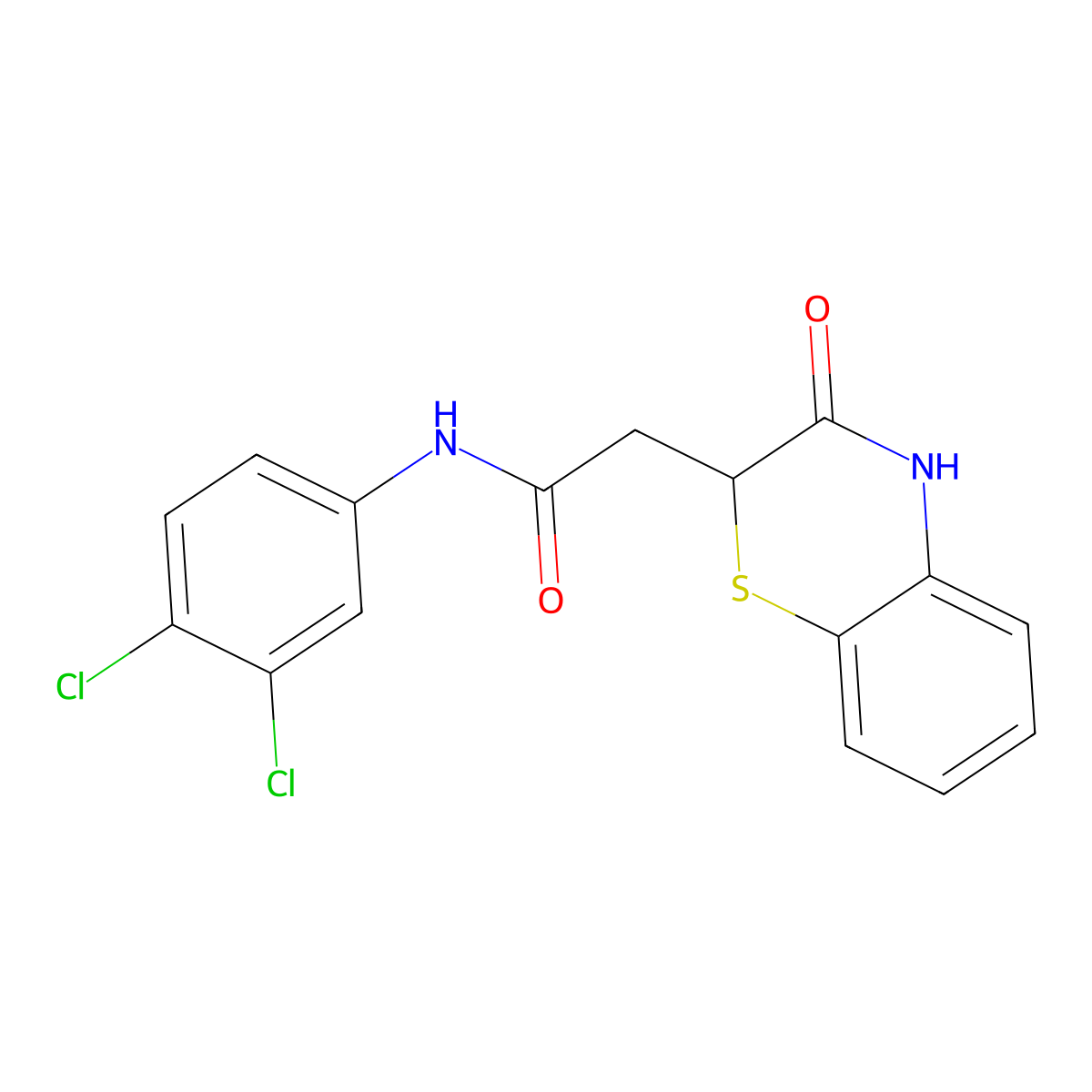 N-(3,4-dichlorophenyl)-2-(3-oxo-3,4-dihydro-2H-1,4-benzothiazin-2-yl)acetamide molecular structure, CAS 133043-86-4