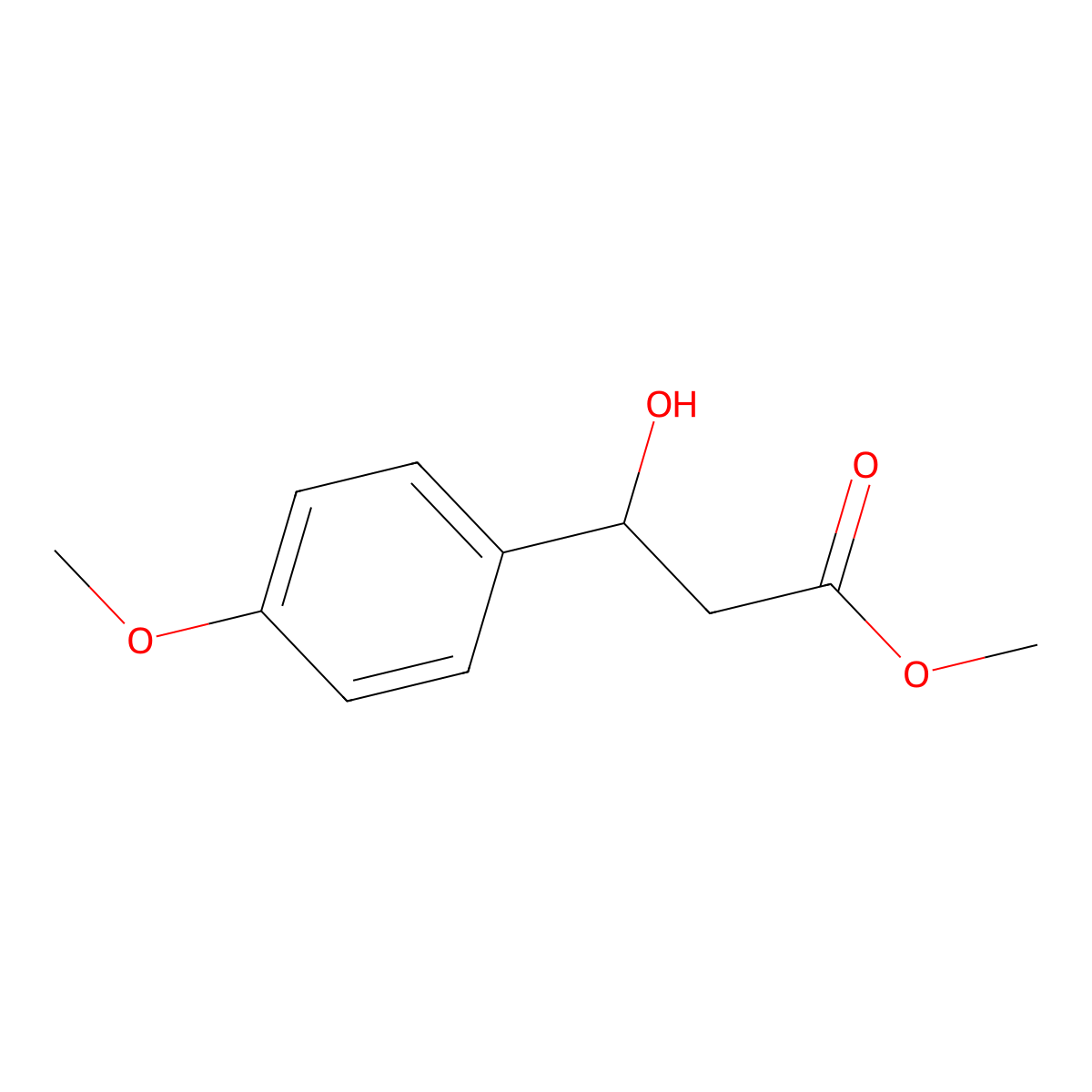 Methyl 3-hydroxy-3-(4-methoxyphenyl)propanoate molecular structure, CAS 13305-16-3