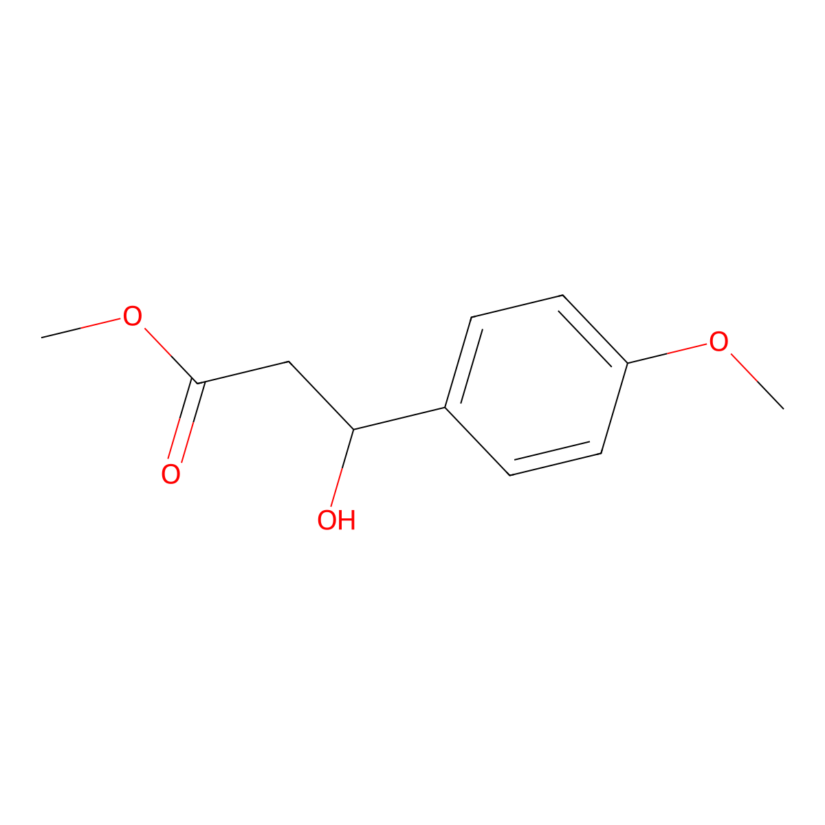 Methyl 3-hydroxy-3-(4-methoxyphenyl)propanoate molecular structure, CAS 13305-16-3