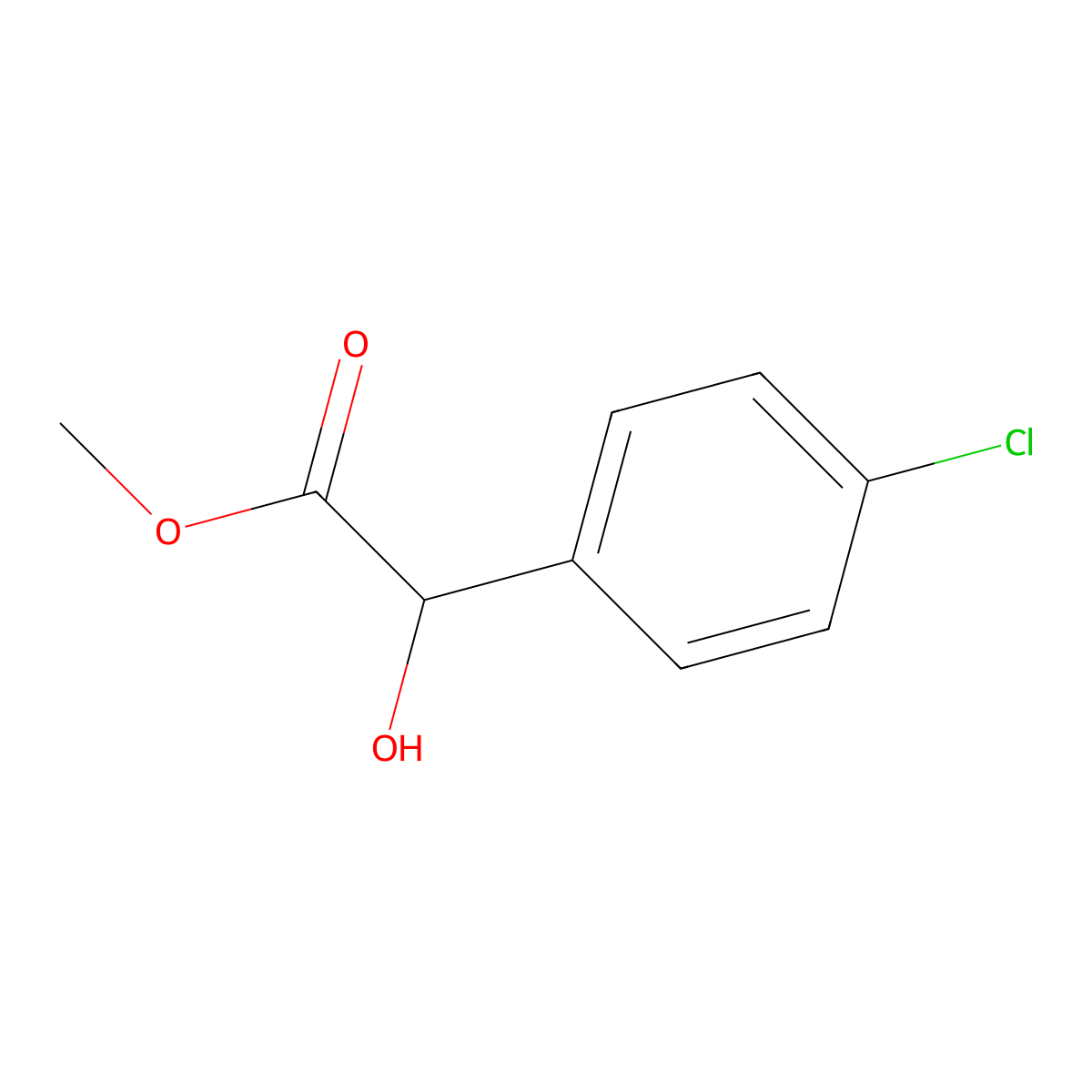 Methyl 2-(4-chlorophenyl)-2-hydroxyacetate molecular structure, CAS 13305-19-6
