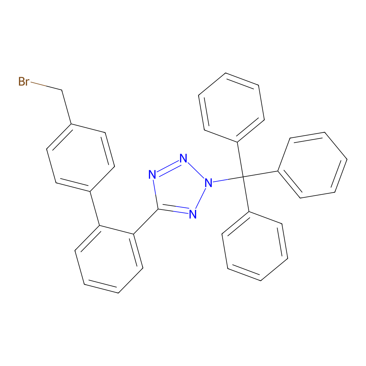 5-(4'-(Bromomethyl)-1,1'-biphenyl-2-yl)-2-triphenylmethyl-2H-tetrazole molecular structure, CAS 133051-88-4