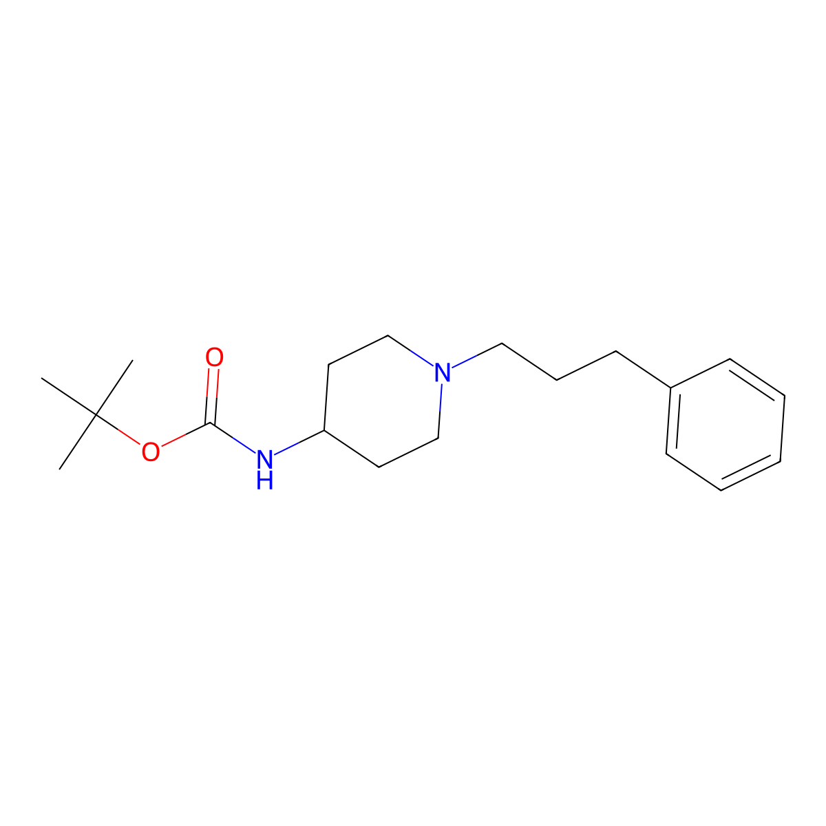 Tert-butyl (1-(3-phenylpropyl)piperidin-4-yl)carbamate molecular structure, CAS 1330527-23-5