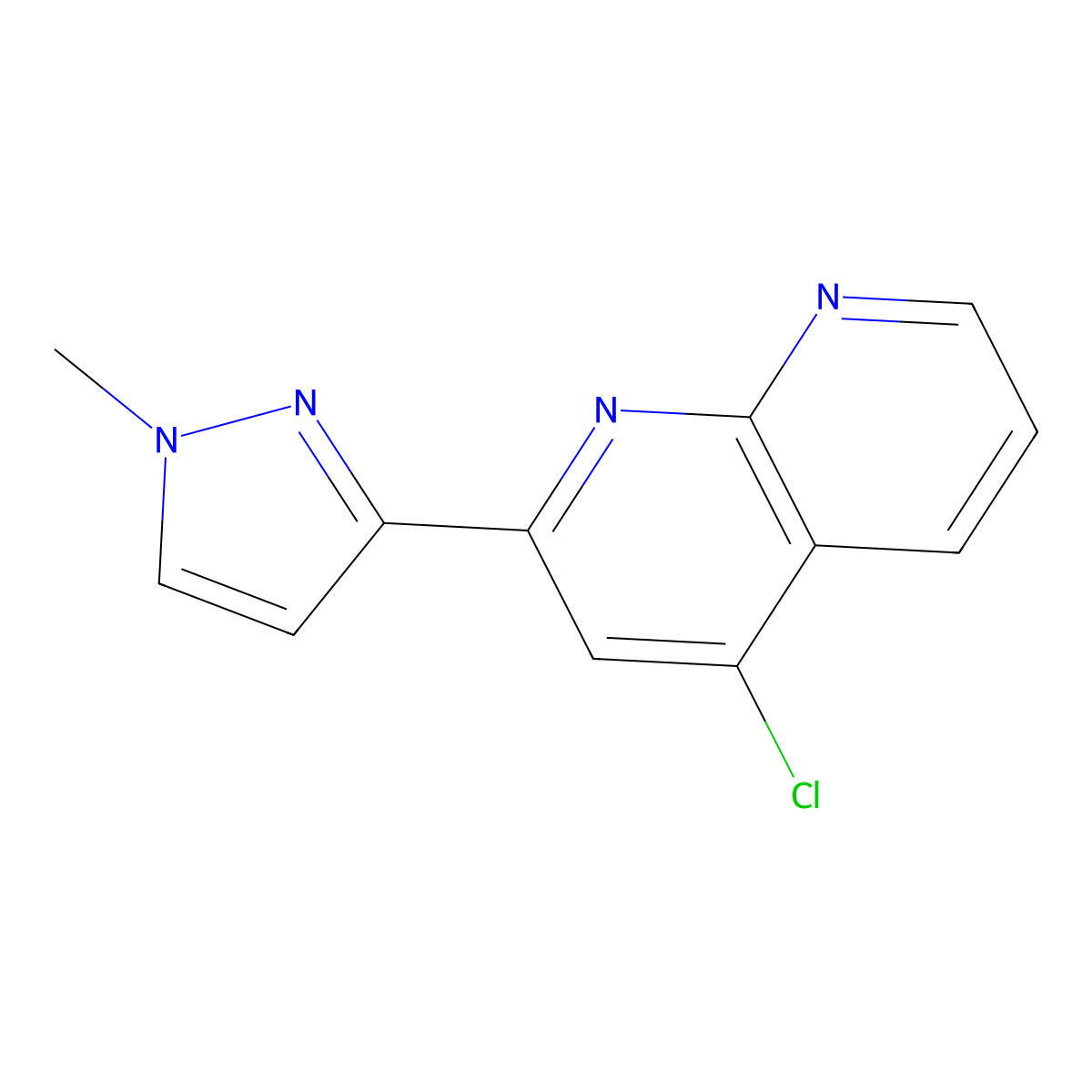 4-chloro-2-(1-methyl-1H-pyrazol-3-yl)-1,8-naphthyridine molecular structure, CAS 1330532-96-1