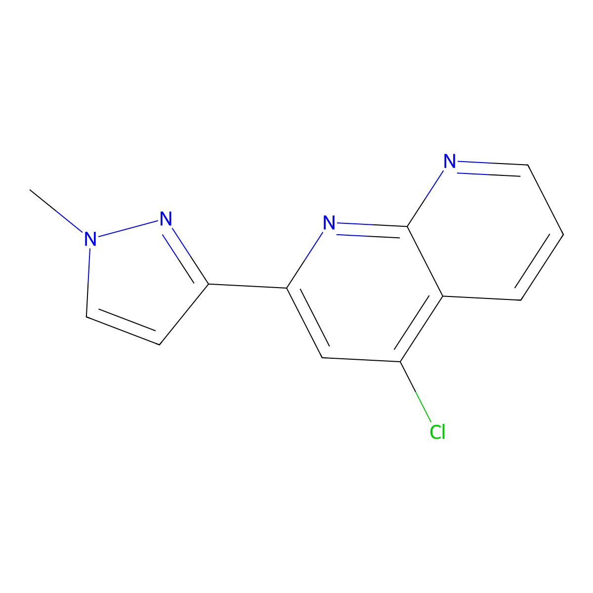 4-chloro-2-(1-methyl-1H-pyrazol-3-yl)-1,8-naphthyridine molecular structure, CAS 1330532-96-1