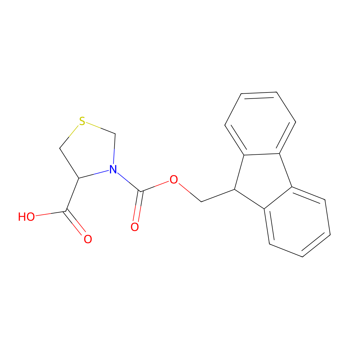 (-)-(R)-Fmoc-4-thiazolidinecarboxylic acid molecular structure, CAS 133054-21-4
