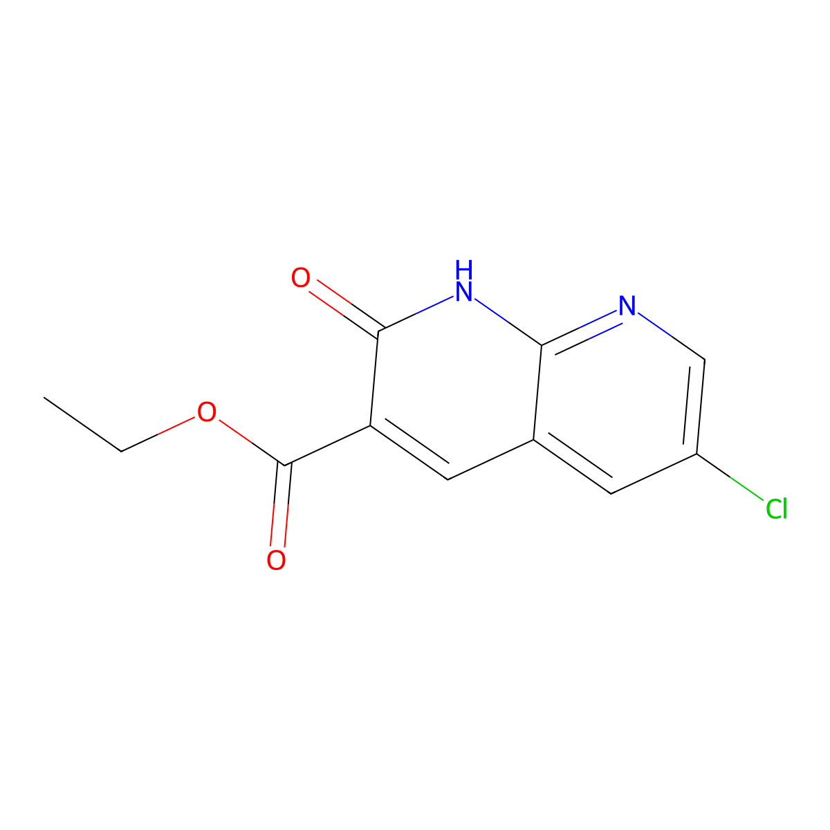 Ethyl 6-chloro-2-hydroxy-1,8-naphthyridine-3-carboxylate molecular structure, CAS 1330583-64-6