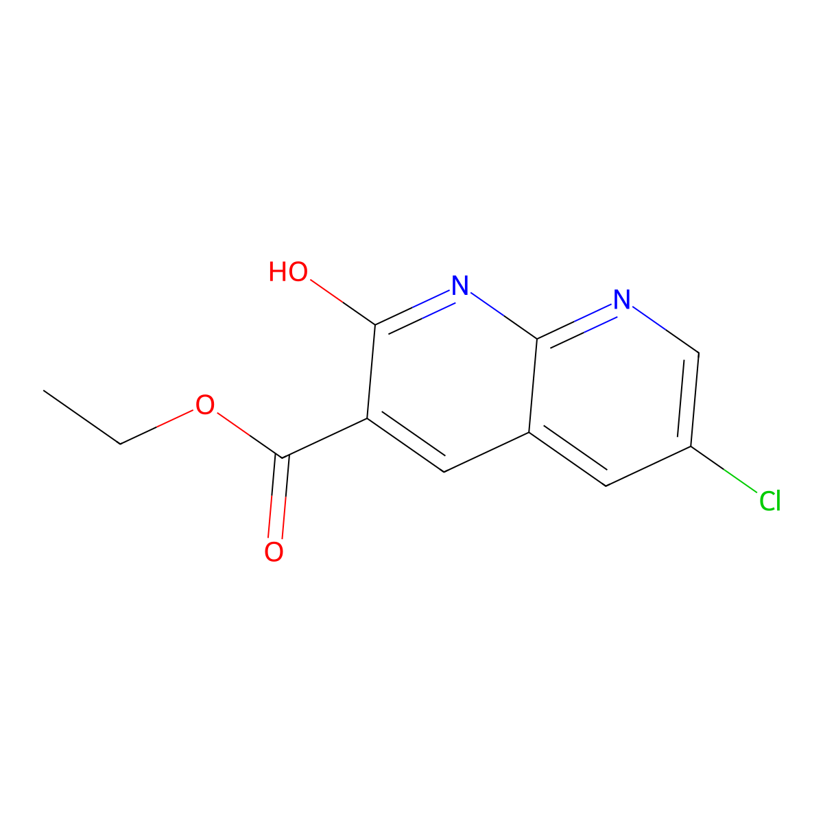 Ethyl 6-chloro-2-hydroxy-1,8-naphthyridine-3-carboxylate molecular structure, CAS 1330583-64-6