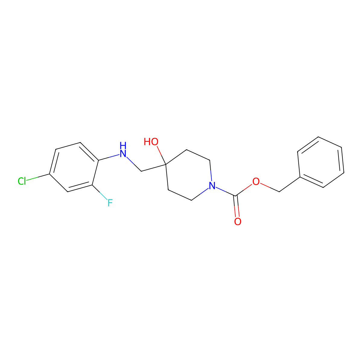 Benzyl 4-{[(4-chloro-2-fluorophenyl)amino]methyl}-4-hydroxypiperidine-1-carboxylate molecular structure, CAS 1330583-65-7