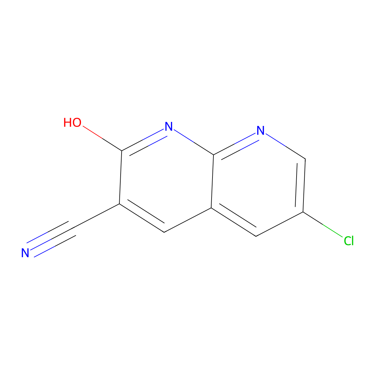 6-Chloro-2-hydroxy-1,8-naphthyridine-3-carbonitrile molecular structure, CAS 1330583-66-8