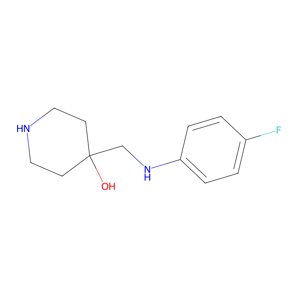 4-{[(4-Fluorophenyl)amino]methyl}piperidin-4-ol molecular structure, CAS 1330583-68-0
