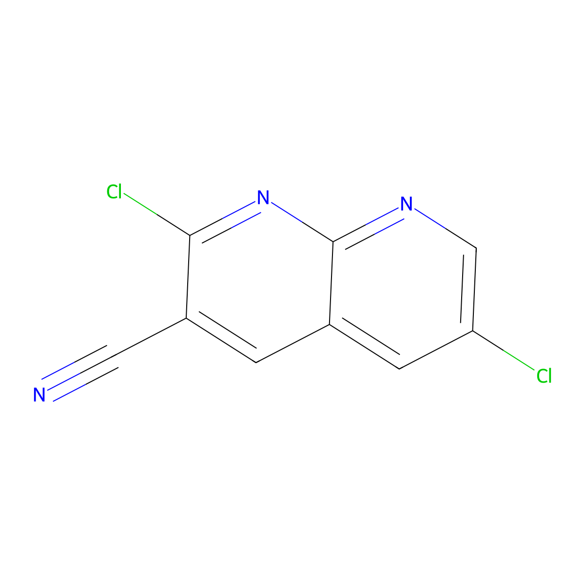 2,6-Dichloro-1,8-naphthyridine-3-carbonitrile molecular structure, CAS 1330583-69-1