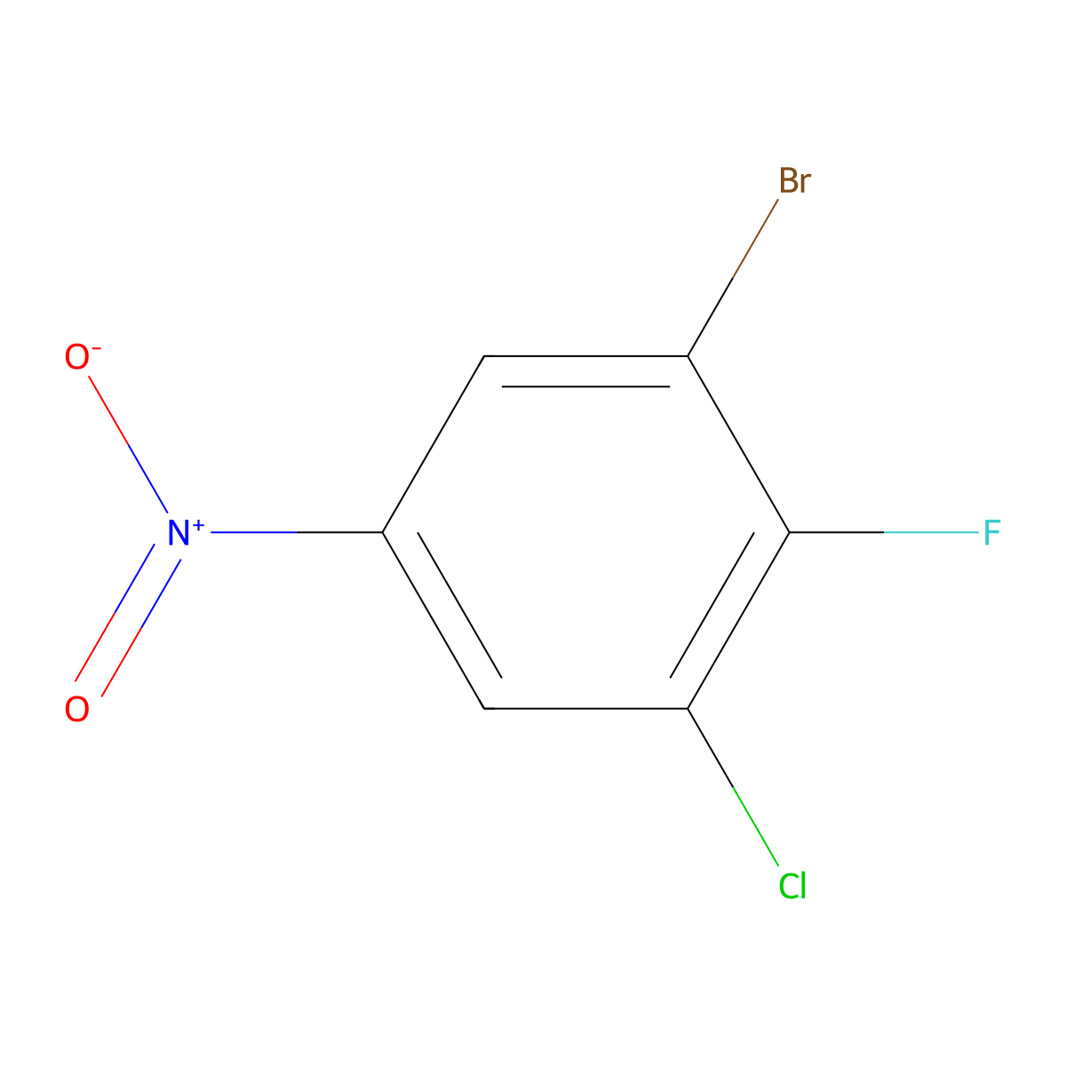 1-Bromo-3-chloro-2-fluoro-5-nitrobenzene molecular structure, CAS 1330583-70-4