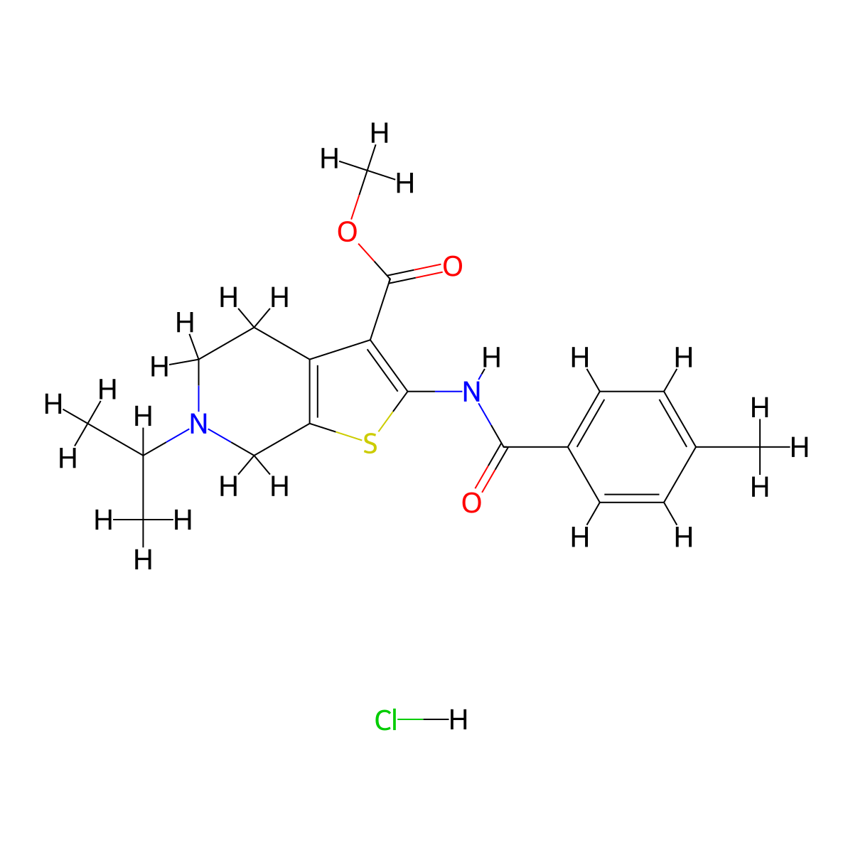 Methyl 6-isopropyl-2-(4-methylbenzamido)-4,5,6,7-tetrahydrothieno[2,3-c]pyridine-3-carboxylate hydrochloride molecular structure, CAS 1330612-68-4