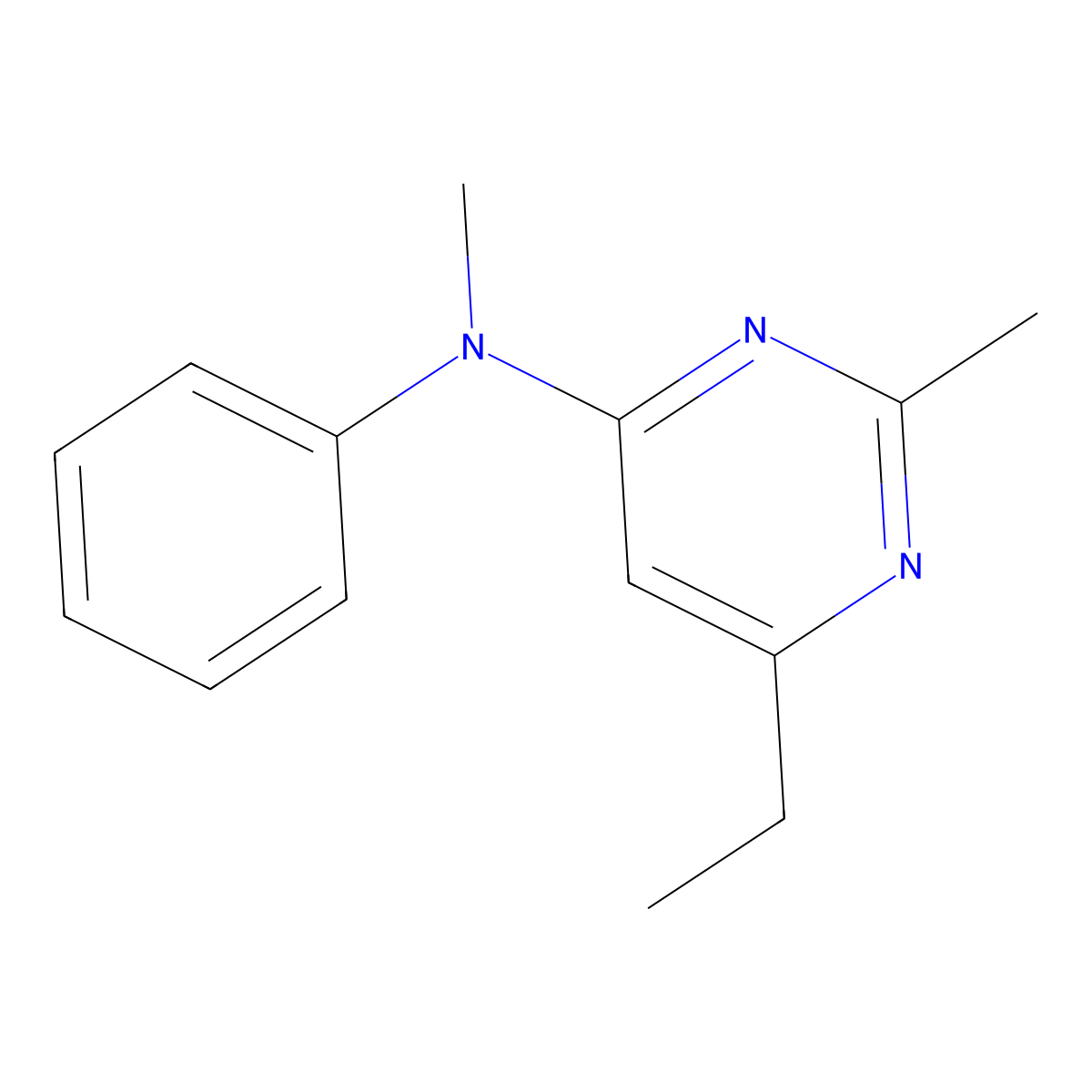 6-ethyl-N,2-dimethyl-N-phenylpyrimidin-4-amine molecular structure, CAS 133062-32-5